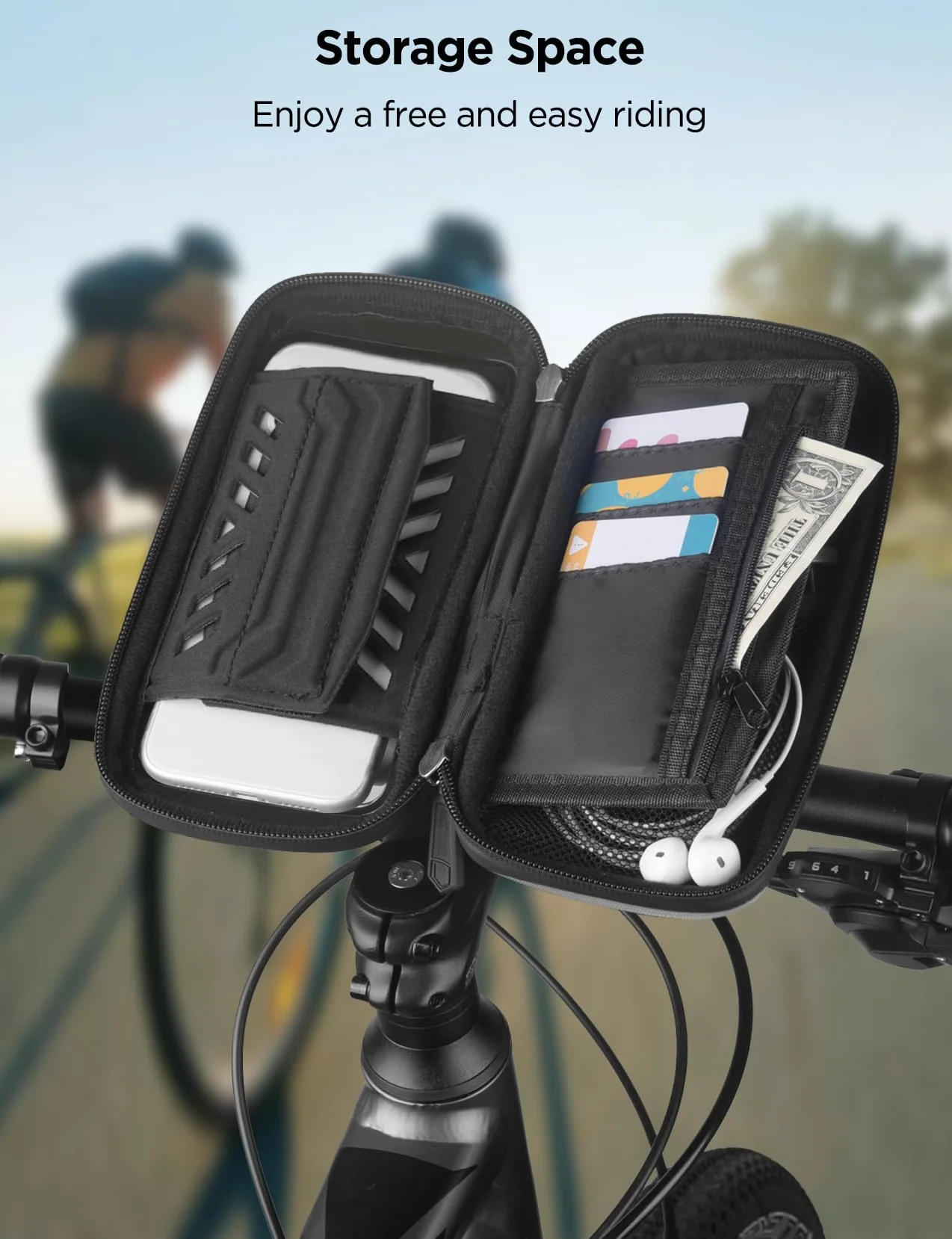 Vitalismo Support Téléphone Velo Moto Etanche, Sacoche de Guidon Vélo avec Housse de Pluie Espace Rangement Rotation 360 Porte Téléphone Vélo VTT Cyclisme sous 7 Pouces