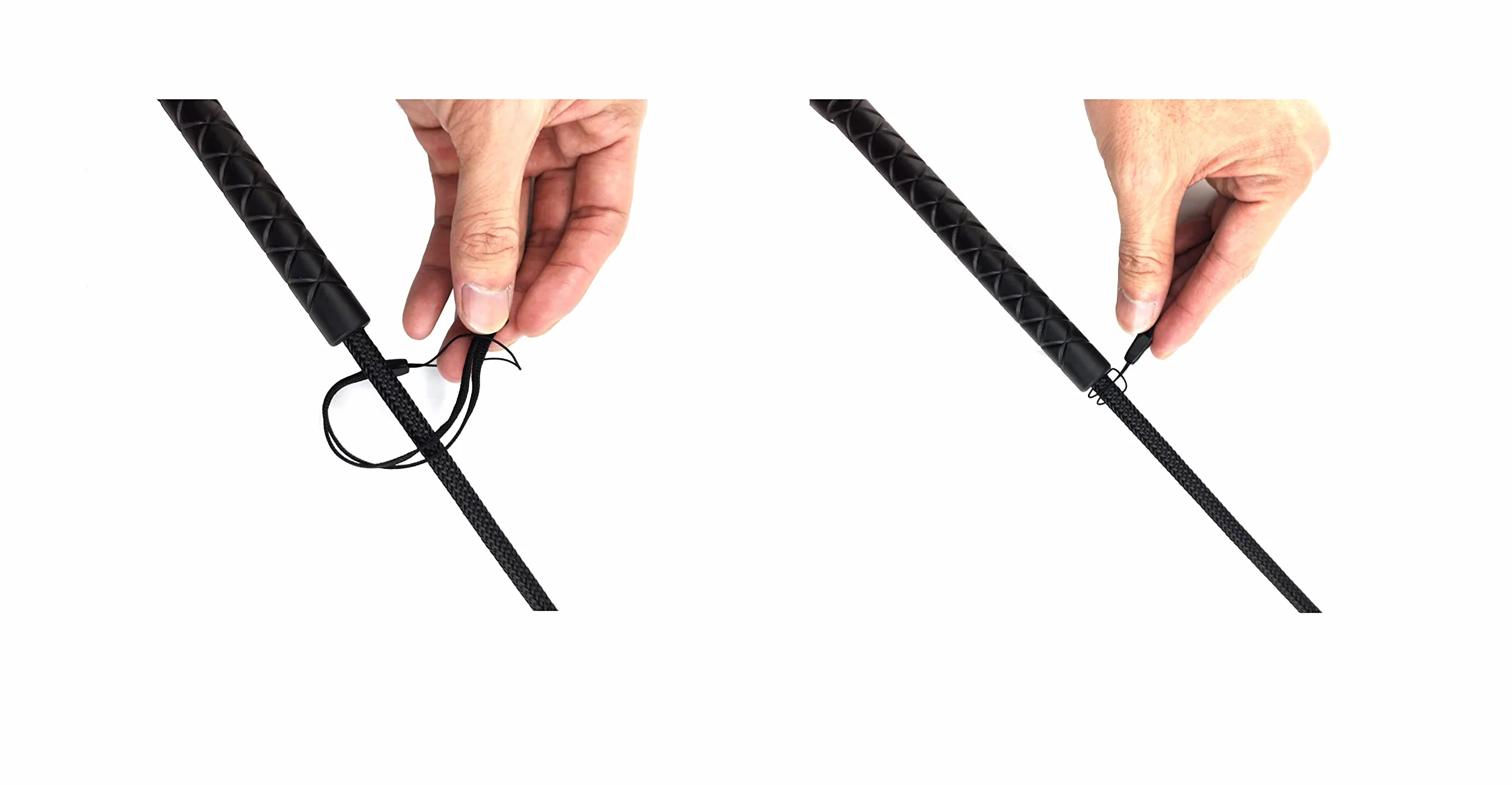 Cravache d'équitation en Cuir 45 cm avec Poignée et Corde de Suspension