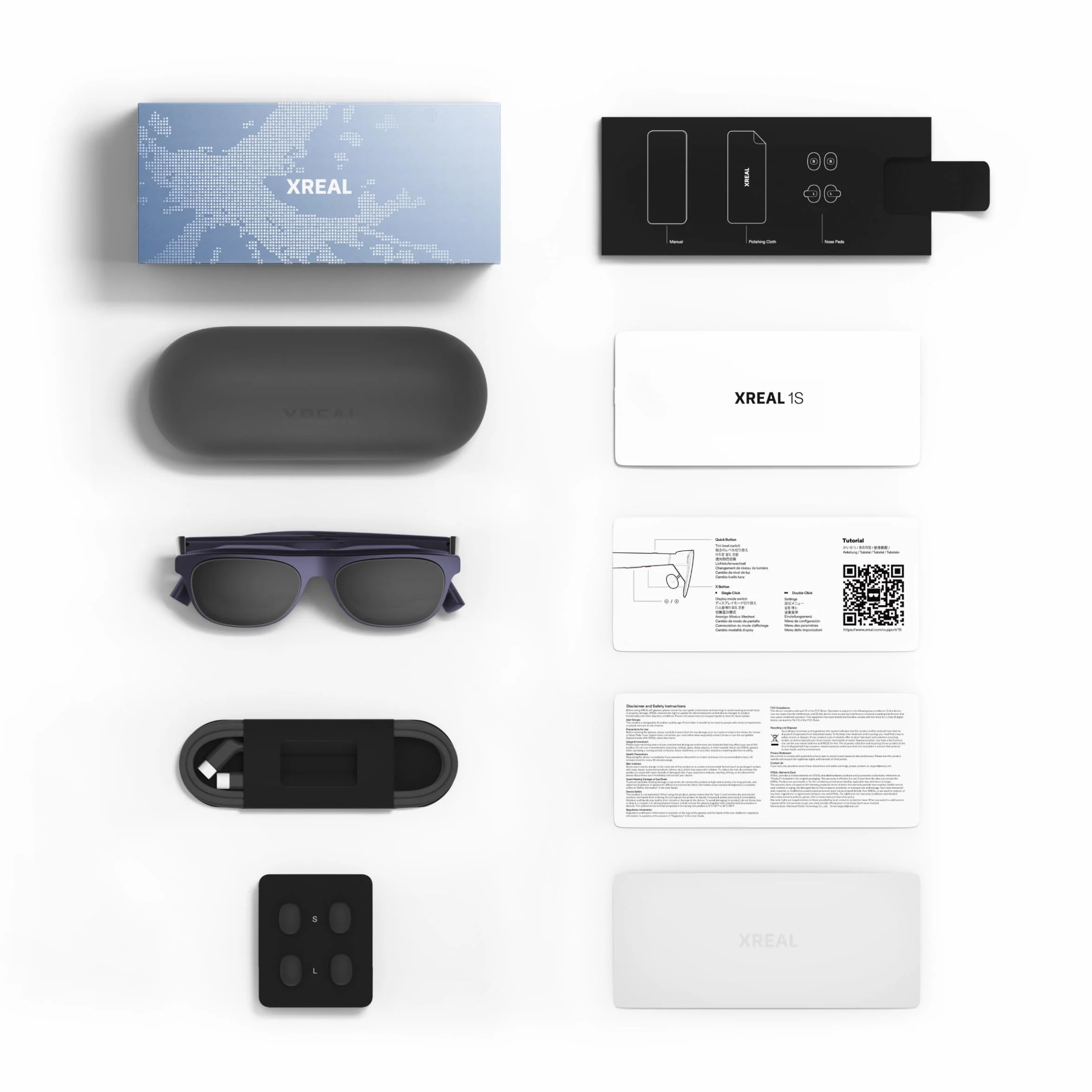 XREAL 1S AR/XR Lunettes, Lunettes de Réalité Augmentée avec Écran Virtuel 500", 52° FOV, 3DoF Natif, Real 3D, X1 Puce, Compatibles USB‑C DisplayPort Appareils, iPhone 17/16/15, Console ROG/SteamDeck