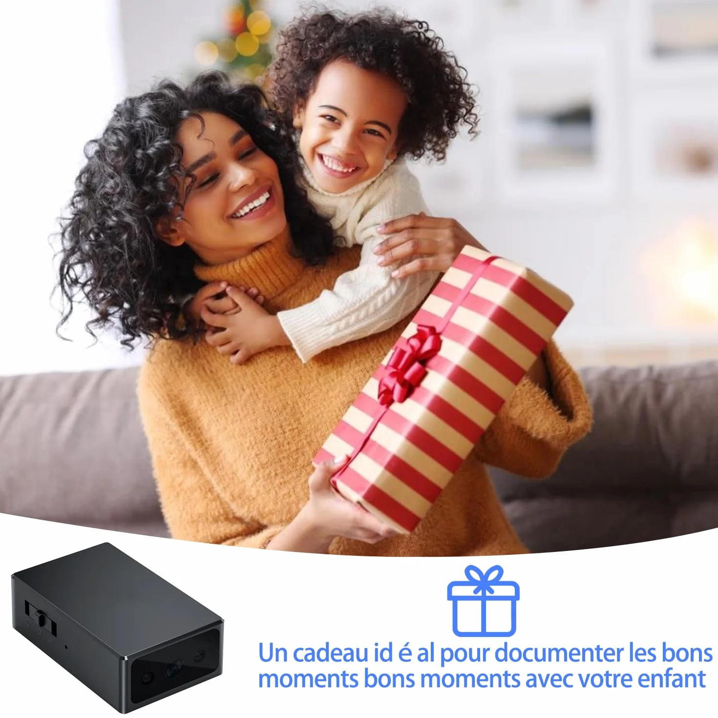 Caméra de surveillance intérieure/extérieure-Caméra cachée-Caméra HD 1080P, caméra mini-Convient pour le domicile,le bureau,la surveillance des animaux de compagnie et des enfants (sans WiFi)