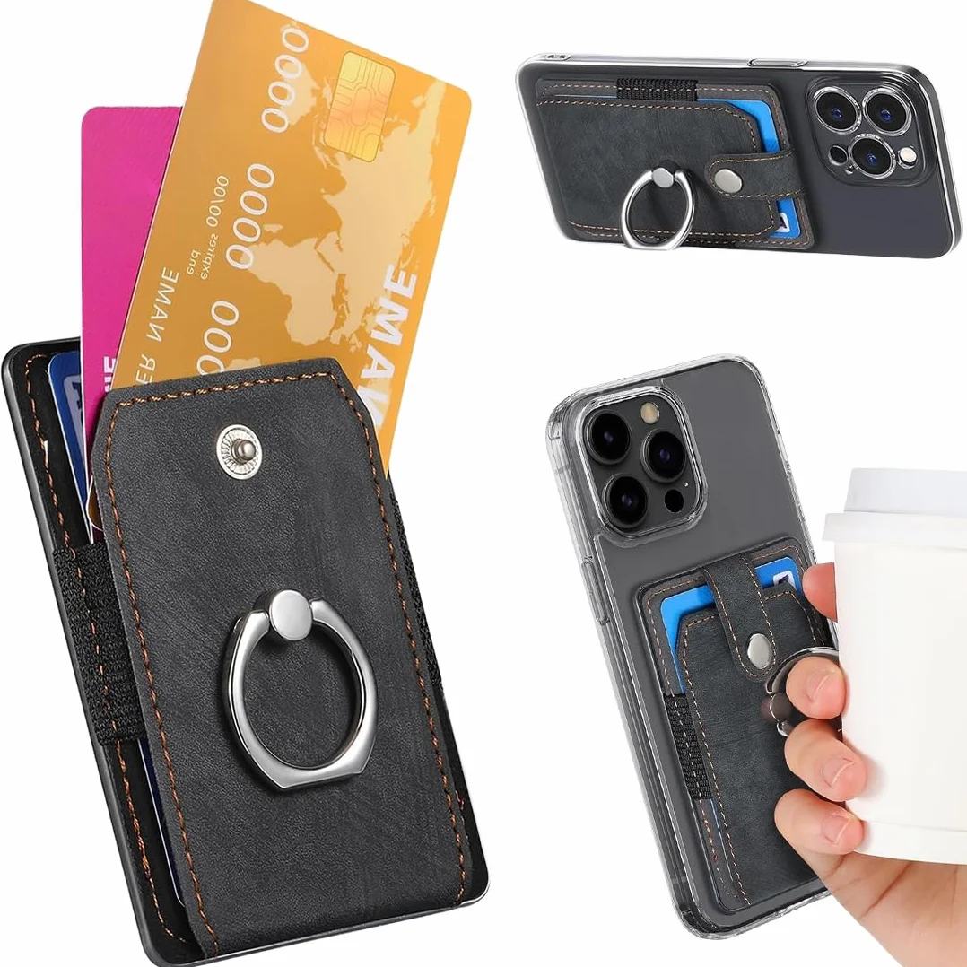 JEYORZY 1 porte-cartes pour téléphone portable, portefeuille en cuir synthétique avec support