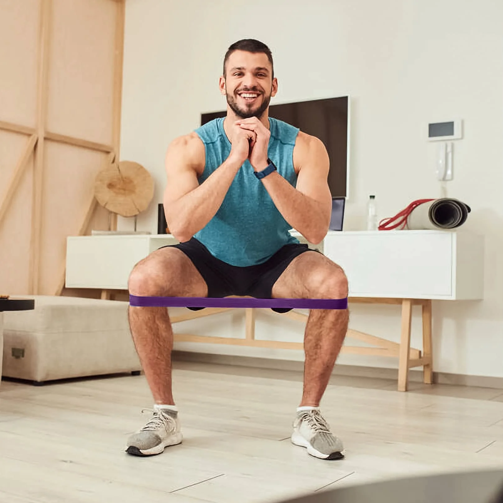Bande de Résistance Élastique Fitness 5 Pièces avec 5 Niveaux pour Pilates Yoga Sport