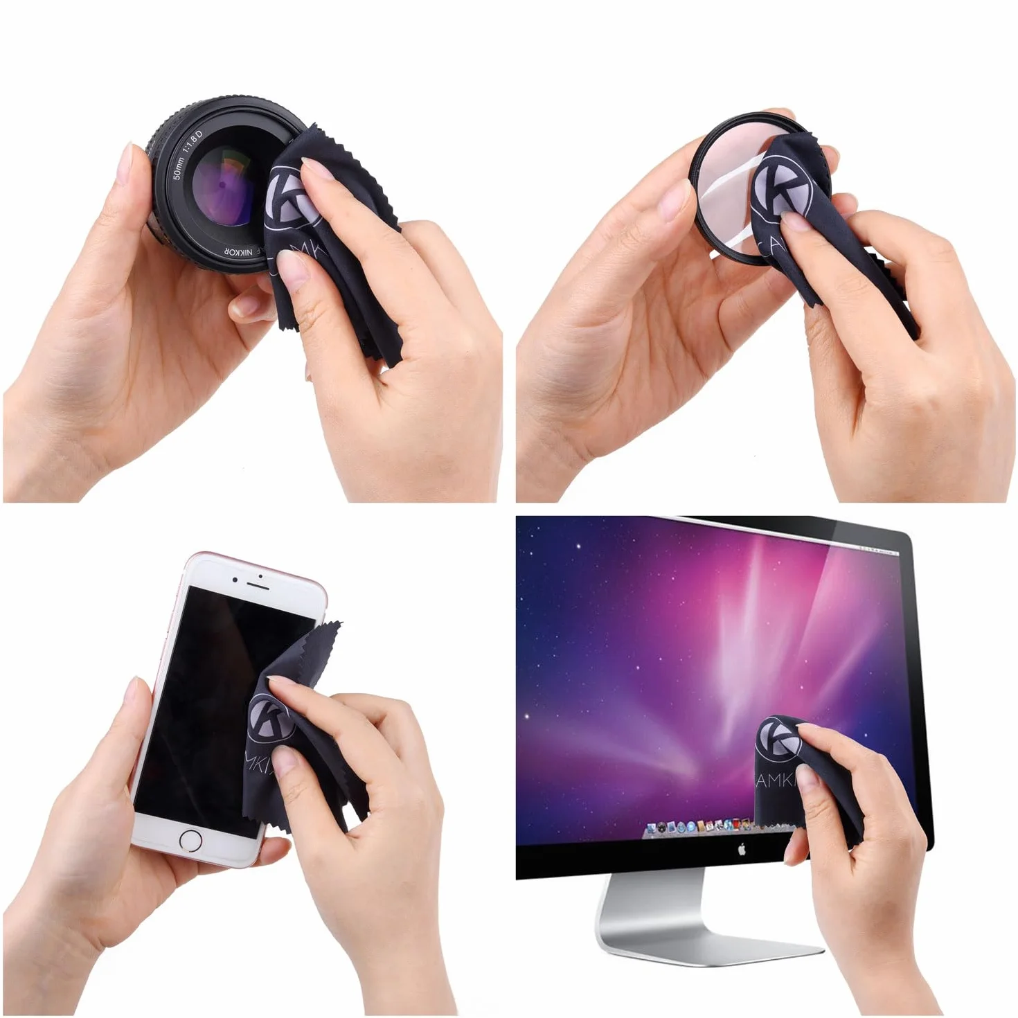 Kit Camkix Nettoyage : Flacon de Liquide, Chiffons Micro-Fibre. pour appareils Photo DSLR, caméra Go Pro, Smartphone, Tablette, Notebook.
