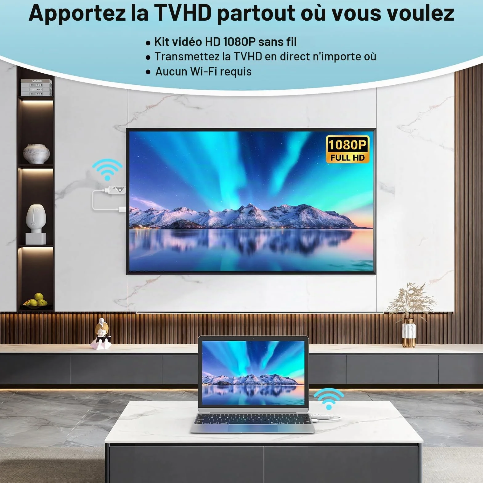 Émetteur et récepteur HDMI sans Fil 2,4G/5G Plug & Play pour PC TV Projecteur Moniteur (Blanc 1 à 1)