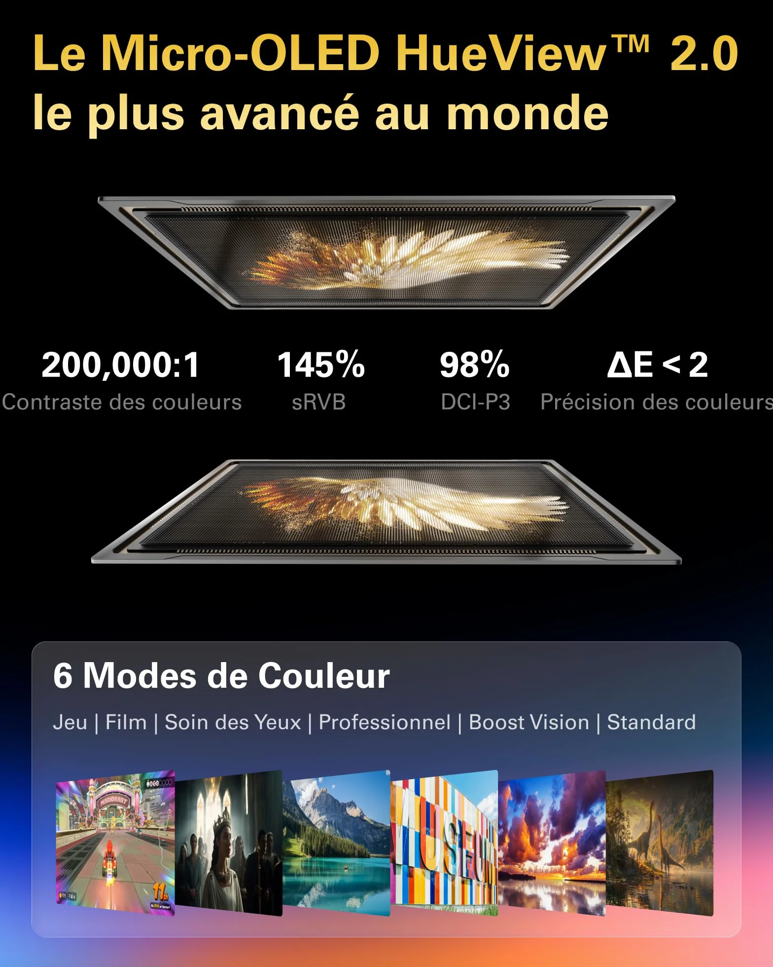 RayNeo Air 3s Pro Lunettes AR/XR - Affichage vidéo 201'' 1200 Nits 120Hz HueView 2.0, Lunettes de Jeu intelligentes pour iPhone 17,16,15/Android/Mac 2/PS5/SteamDeck