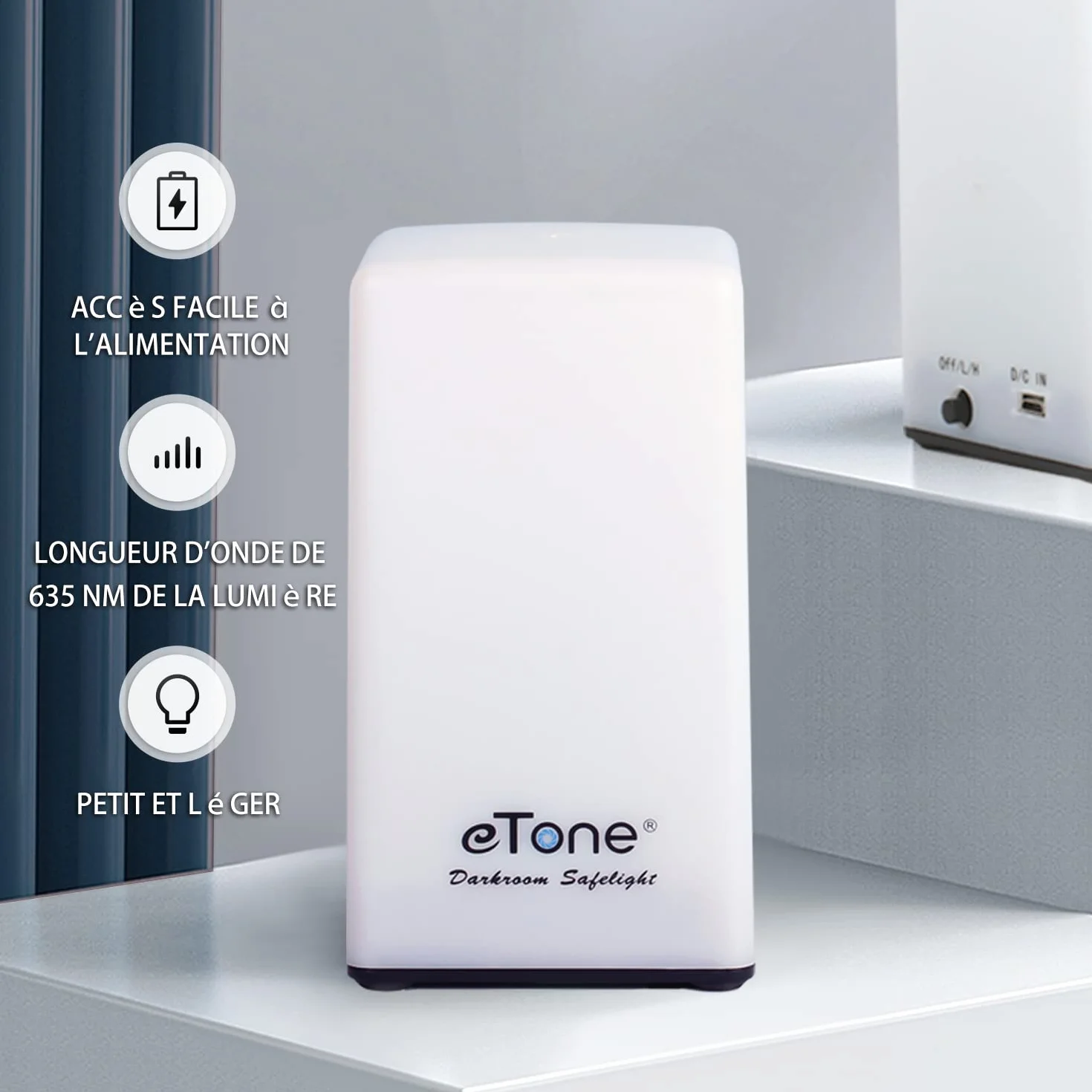 eTone Lampe inactinique (lumière rouge) portable pour chambre noire, longueur d'onde de 635 nm avec câble USB, adaptée au traitement des films N&B et du papier photographique noir et blanc