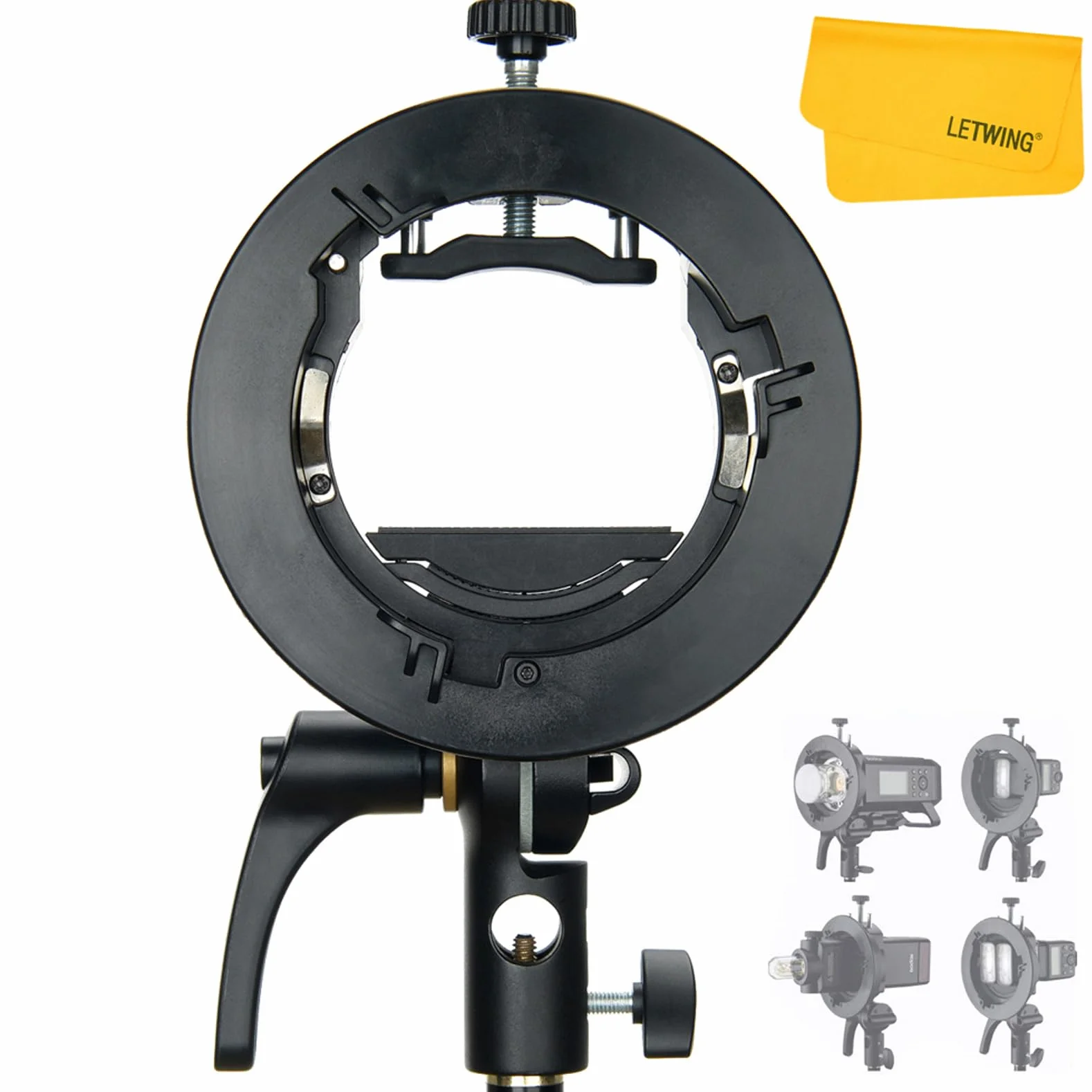 Godox S2 Bowens Support de Flash pour Godox AD200ProII AD400Pro AD300Pro AD300ProII, V1 V1Pro V100 Série, V860II, V860III, TT685II, TT350, TT600, Grande Poignée, Contrôle Précis de l'inclinaison