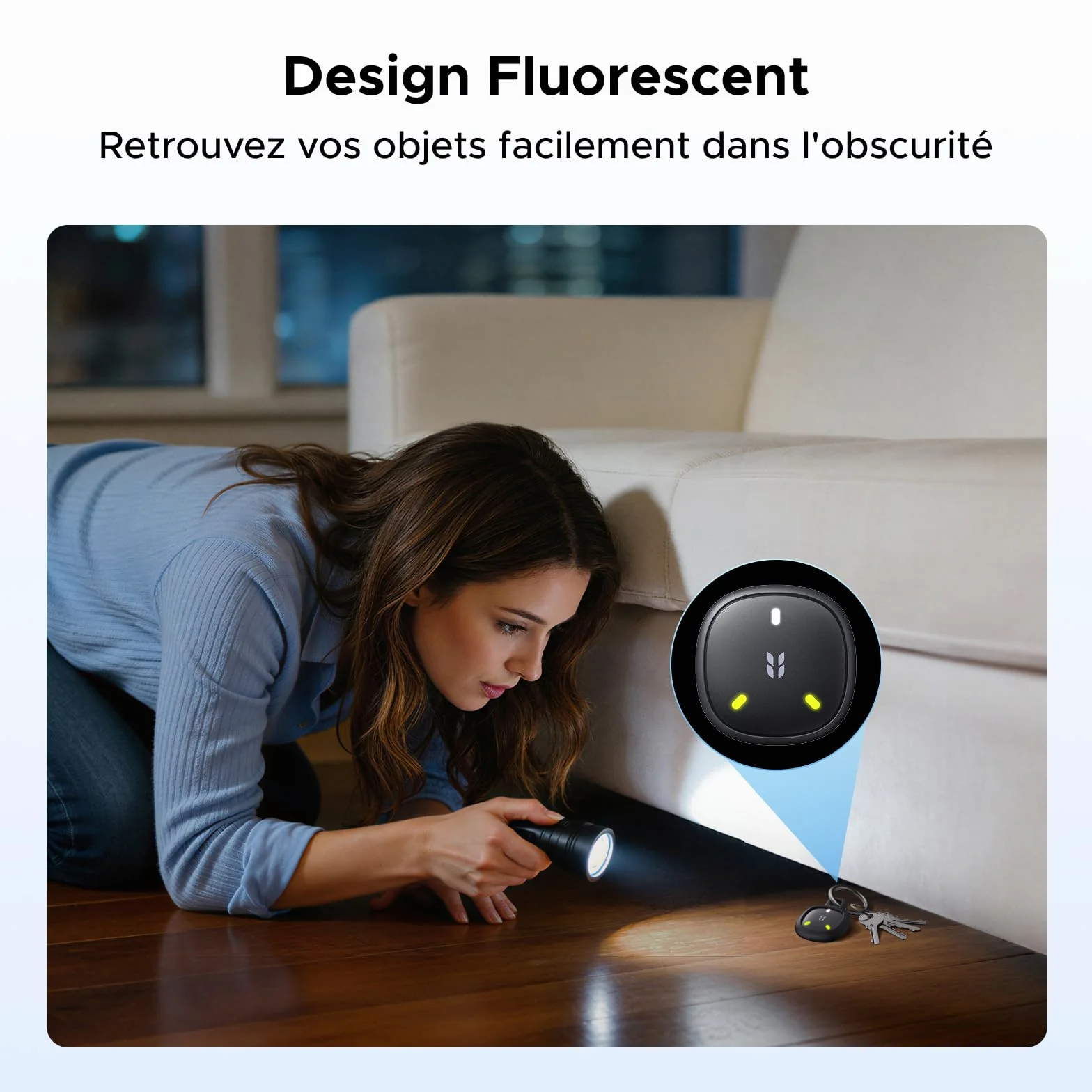 UGREEN FineTrack Mini 2 Finder Tag 110dB Fluorescence IP68 Traceur Fonctionne avec Find My iOS Uniquement 7 Ans Batterie Localisateur d'Objets Bluetooth pour Clés Portefeuilles Bagage Sacs Lot de 4