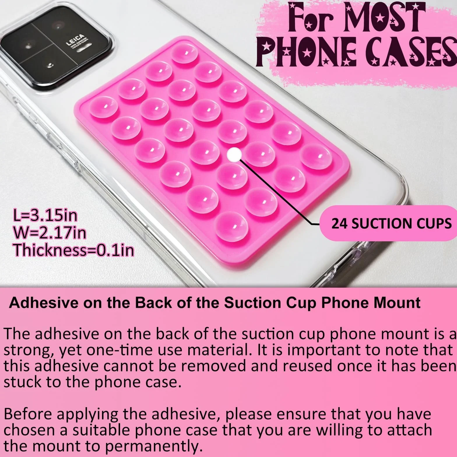 Supports de Téléphone à Ventouse en Silicone Antidérapant Lot de 2 Rose