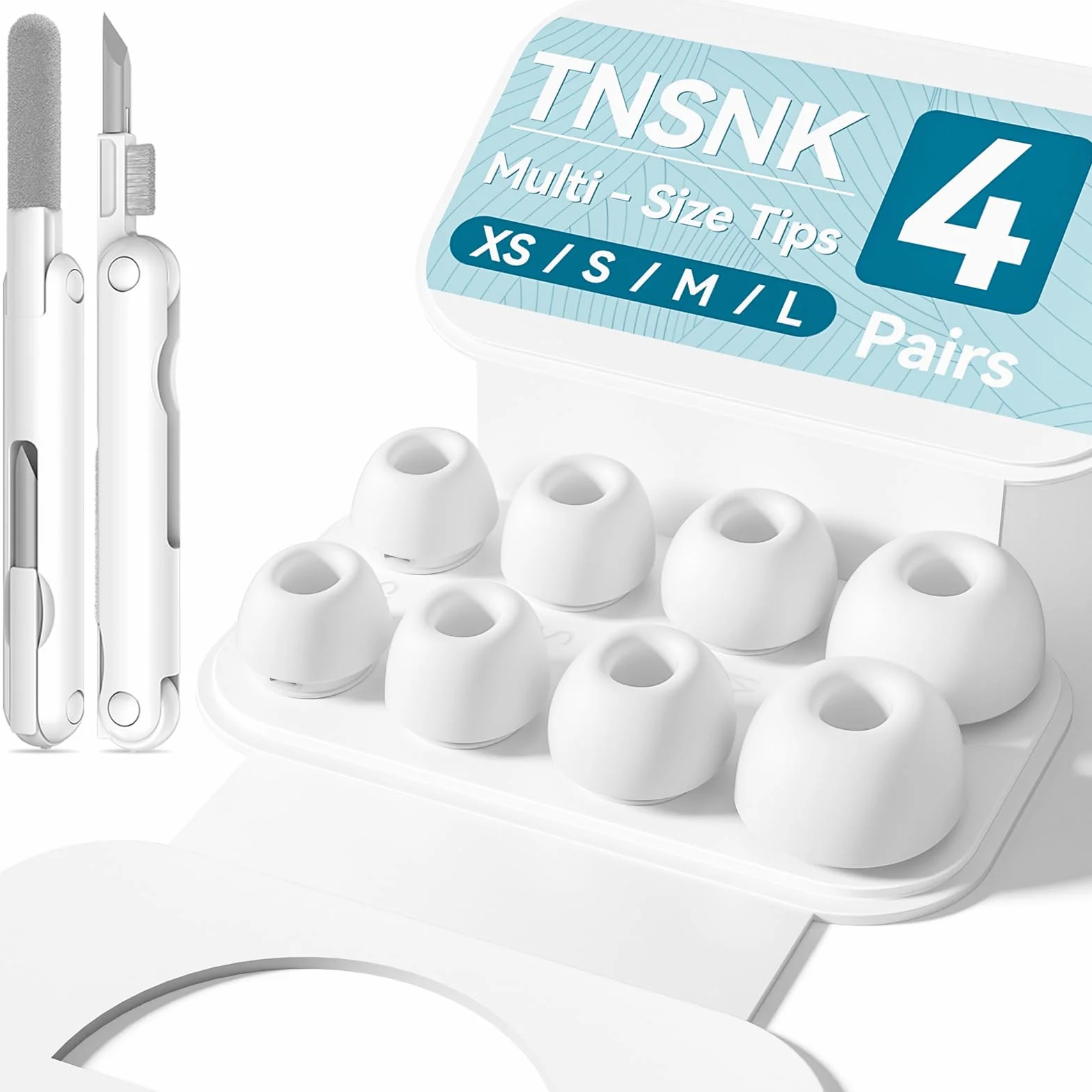 Lot de 4 embouts de Rechange Silicone pour Airpods Pro 2ème et 1ère génération, avec Trou de réduction du Bruit - Blanc (XS/S/M/L)
