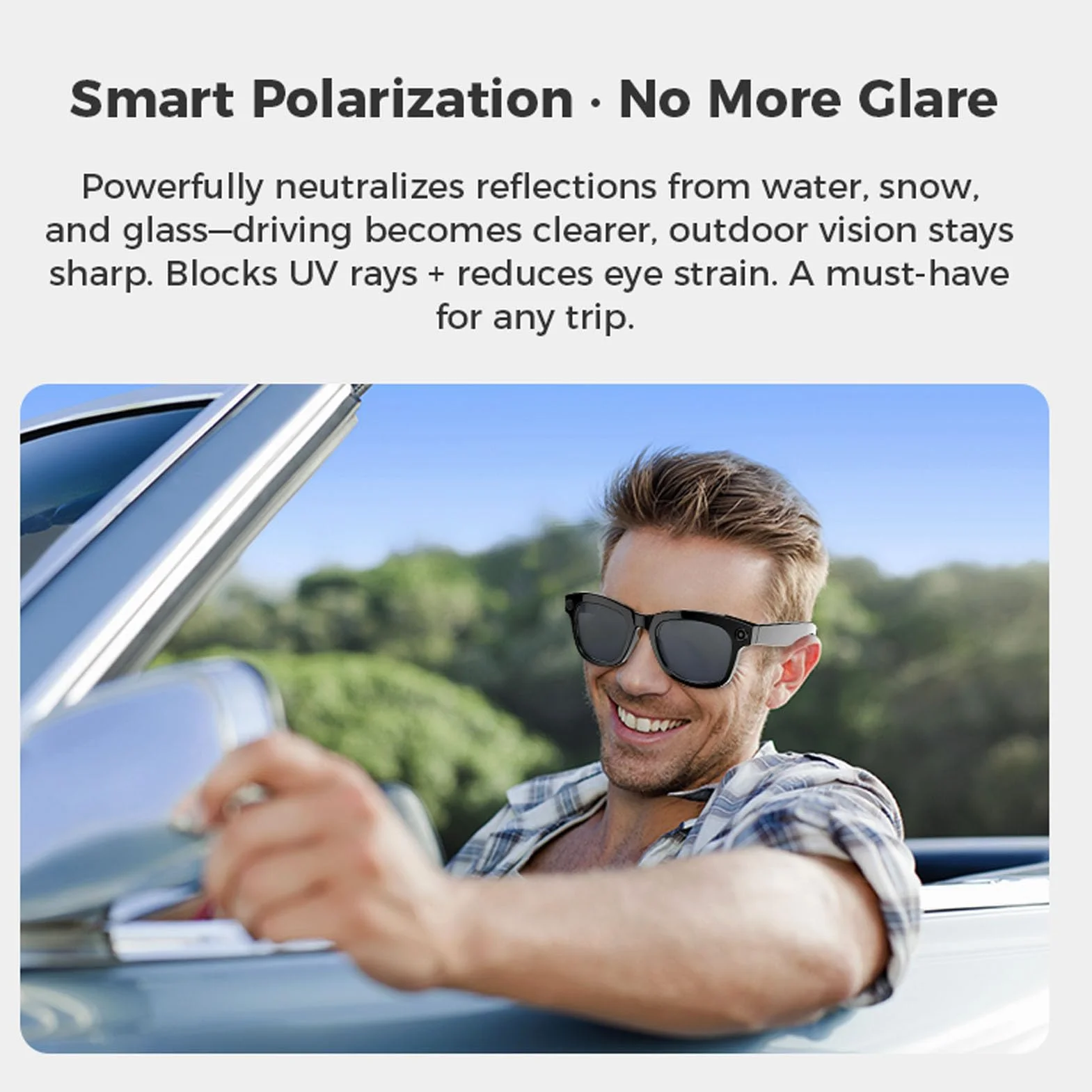 Lunettes Intelligentes, Lunettes de Traducteur Bluetooth AI avec Appareil Photo HD 5MP 1080p, Haut-parleurs, Appel Musical, Traduction 26 Langues (Sunglasses)