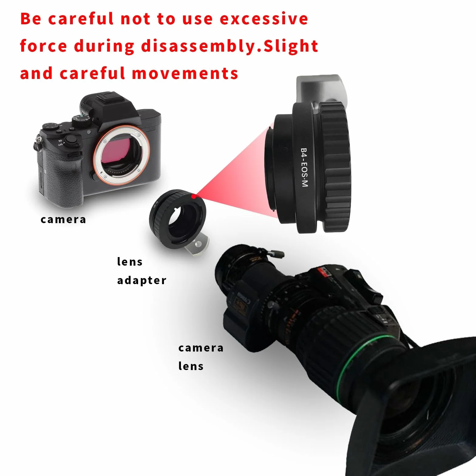 Adaptateur d'objectif B4-EF M compatible avec objectif B4 2/3" Broadcast Grade Mount et pour appareil photo EOS-M (monture EF-M) EF M M2 M3 M5 M6 M10 M50 M100. Avec support trépied