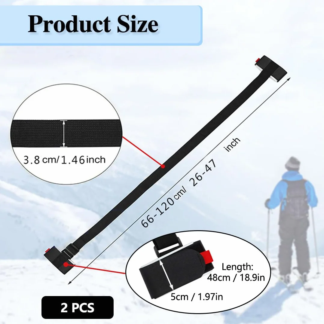Sangles Porte-Skis Réglable Bandoulière de Ski Attache Ski Scratch Transport Poignets de Skis Rangement à ski