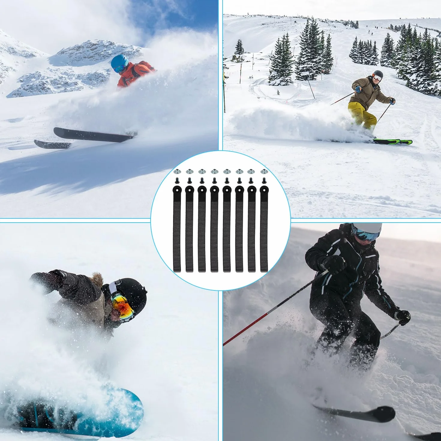Lot de 8 Attacchi Snowboard, Sangles d'Échelle de Remplacement pour Fixations
