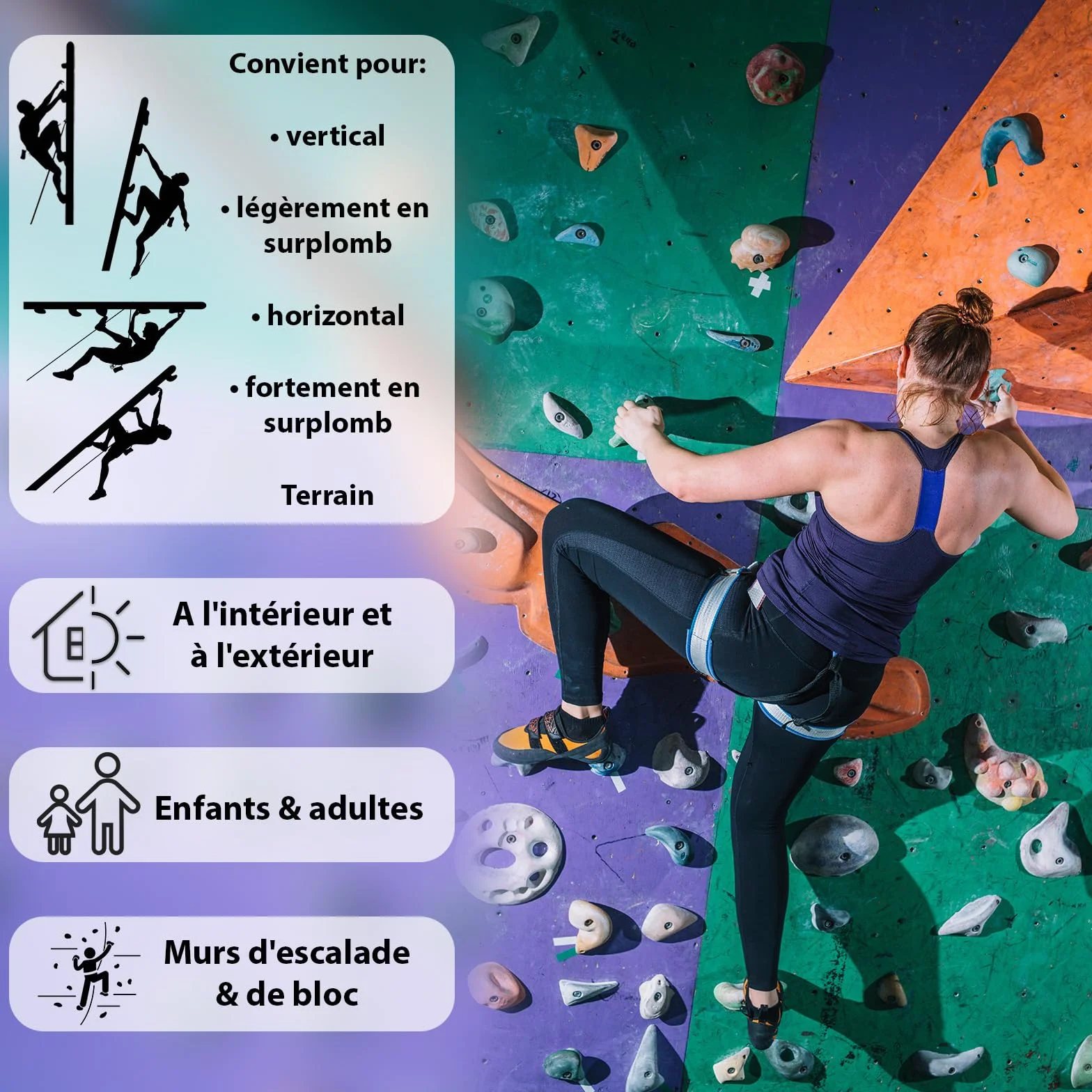 ALPIDEX Prises d'escalade L Set 12 pièces Contre-Dépouilles Formes Couleurs Grey Stone