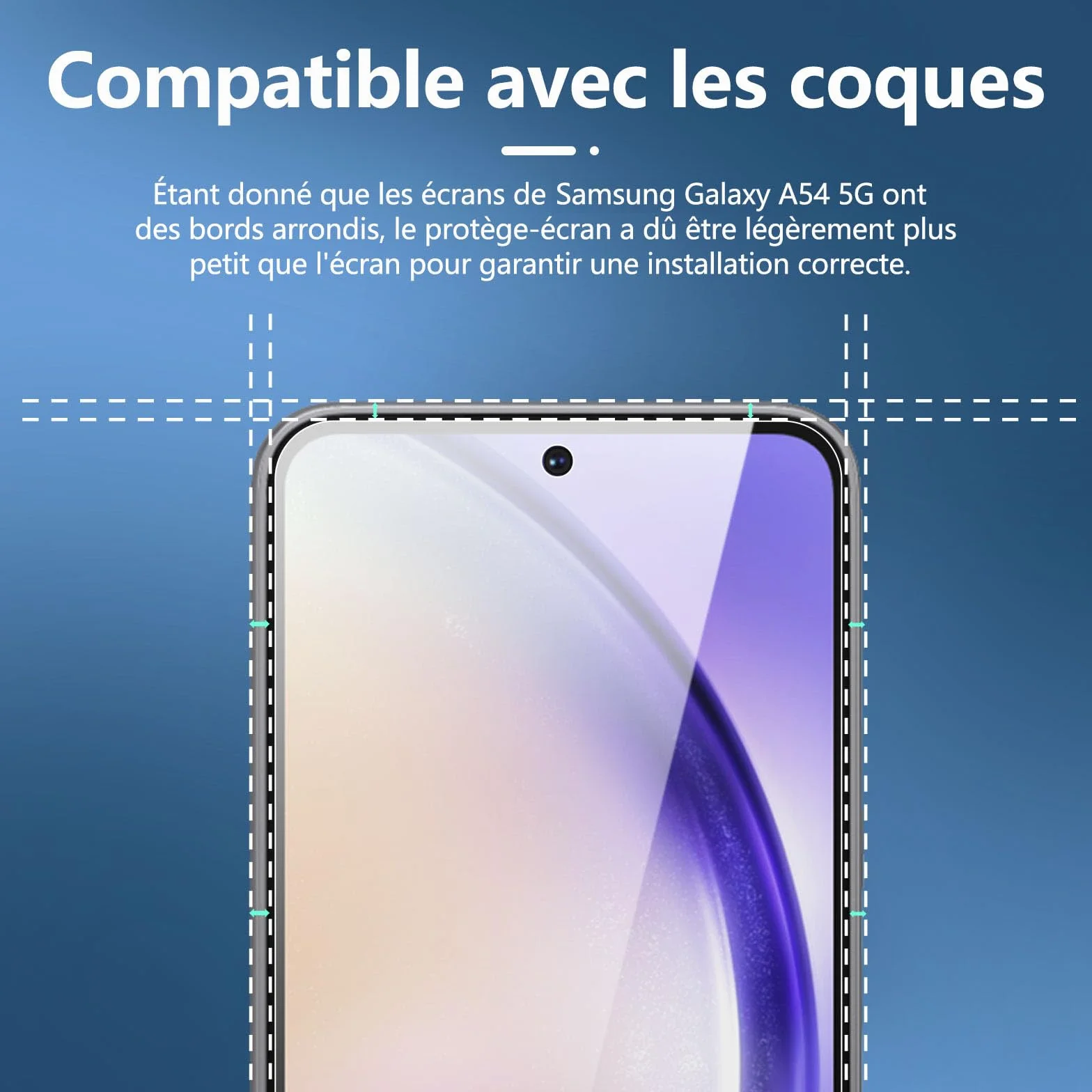 NEW'C Lot de 3, Verre Trempé pour Samsung Galaxy A54 5G, Film Protection écran efficace contre les Rayures - sans Bulles - Ultra Résistant (0,33mm HD Ultra Transparent) Dureté 9H Glass
