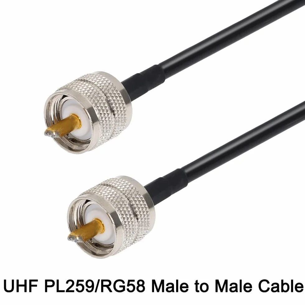 Greluma 1 Pièce UHF Mâle PL-259 à UHF Mâle PL-259 RG58 Câble Coaxial pour Radio HAM et CB, Analyseur D'antenne, Charge Factice, Compteur SWR