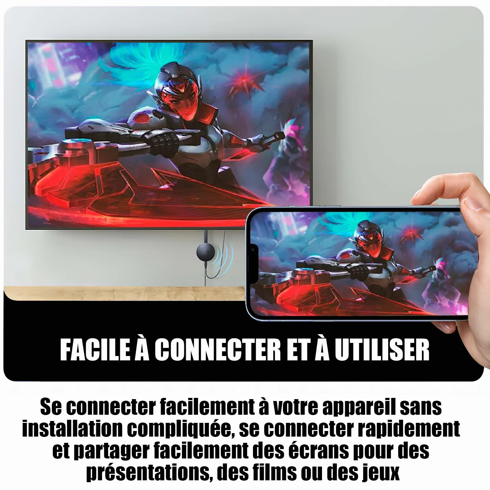 Adaptateur HDMI sans Fil 1080P WiFi Dongle Miracast Airplay DLNA pour Android iOS Windows Mac