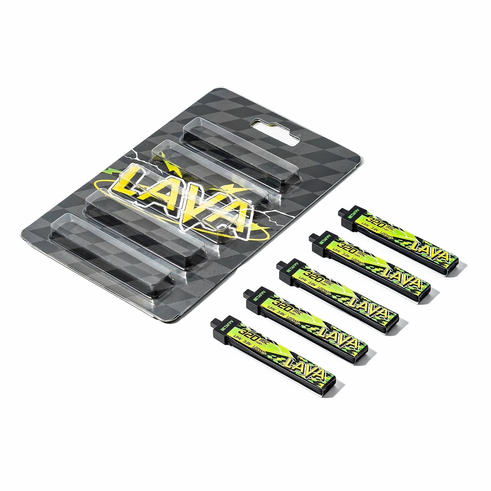 BETAFPV 5pcs Lava II 1S 320mAh Battery 3.8V 95C LiHV Lipo with BT2.0 Connector Compatible with Micro Whoop Drone Quadcopter Like Cetus FPV Kit, Air65, Meteor65 Pro Brushless Quad