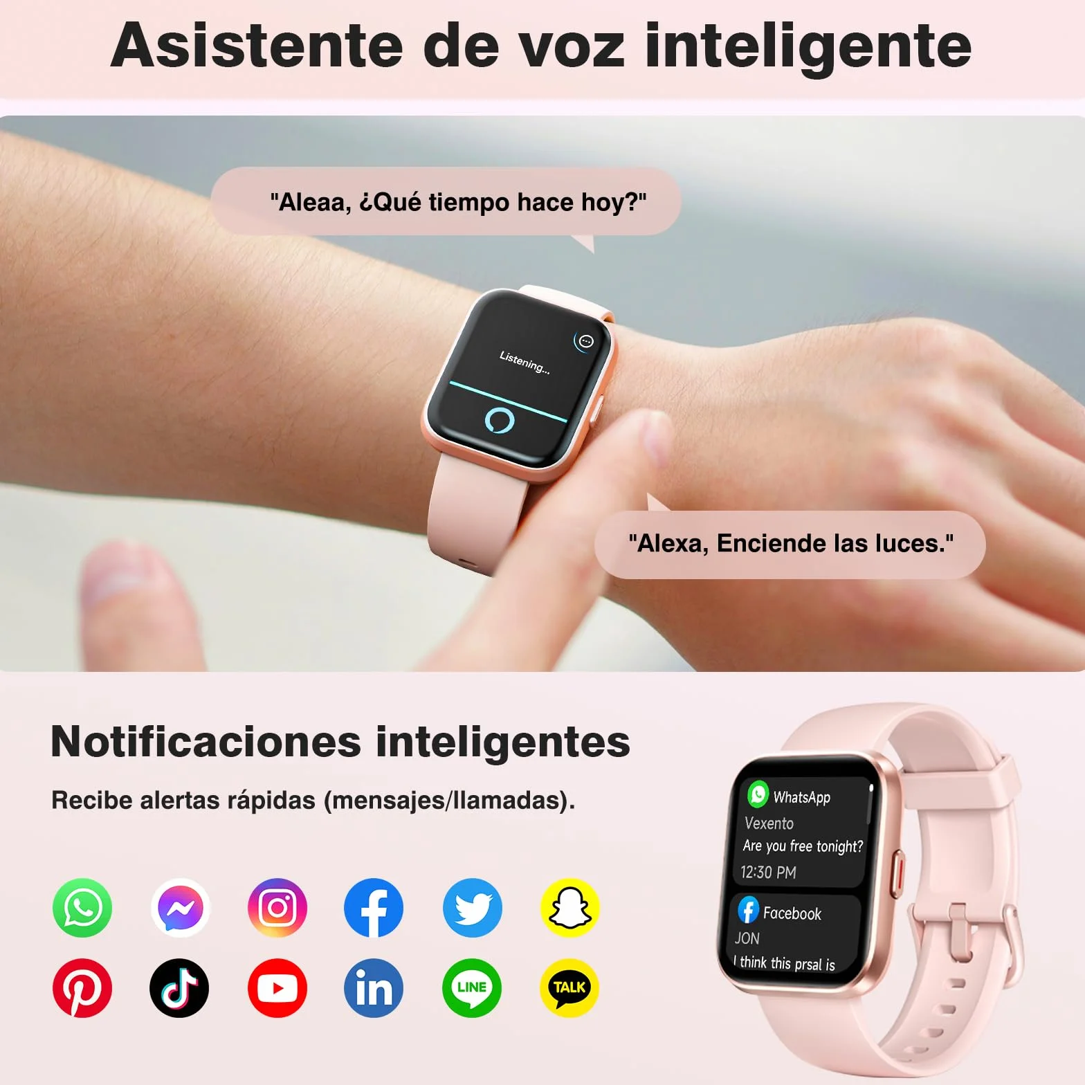 Montre Connectée Femme Smartwatch 1.8" Appel Bluetooth Alexa IP68 Podomètre Calories