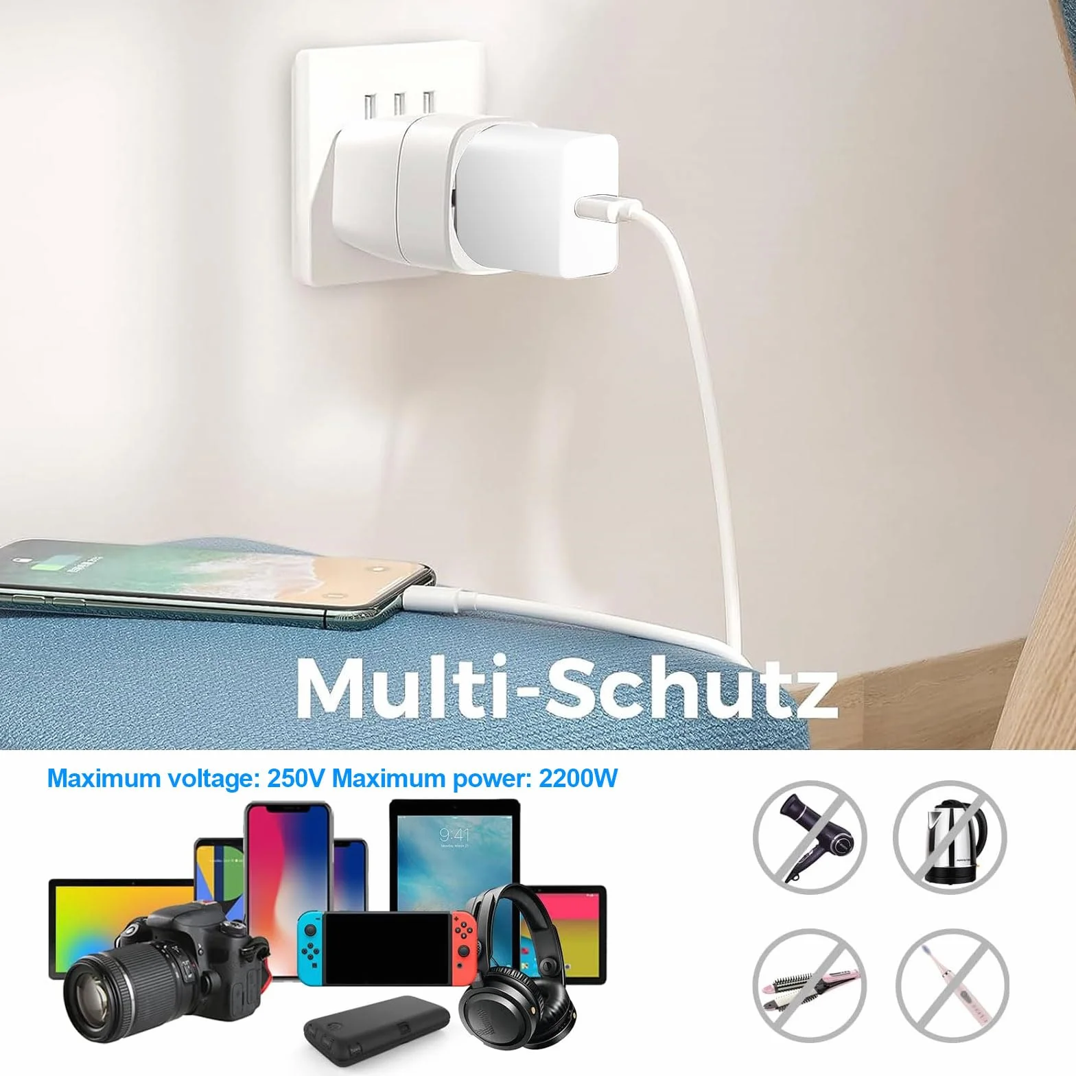 Adaptateur de Voyage Type I France vers Australie/Chine, Nouvelle Zélande, Fidji, Argentine - 2 Pièces