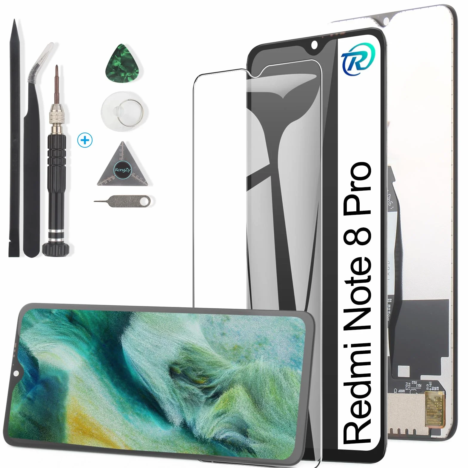 RongZy Écran pour Xiaomi Redmi Note 8 Pro M1906G7I M1906G7G LCD Écran Tactile Digitizer Interne pour Note 8 Pro Assemblé de Remplacement avec Outils(6.53")