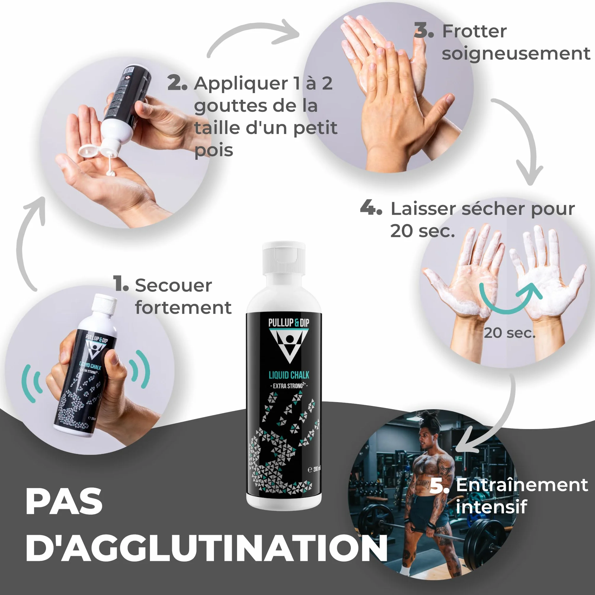PULLUP & DIP Liquid Chalk Magnésie Liquide pour Calisthenics, Escalade, Gymnastique, Musculation