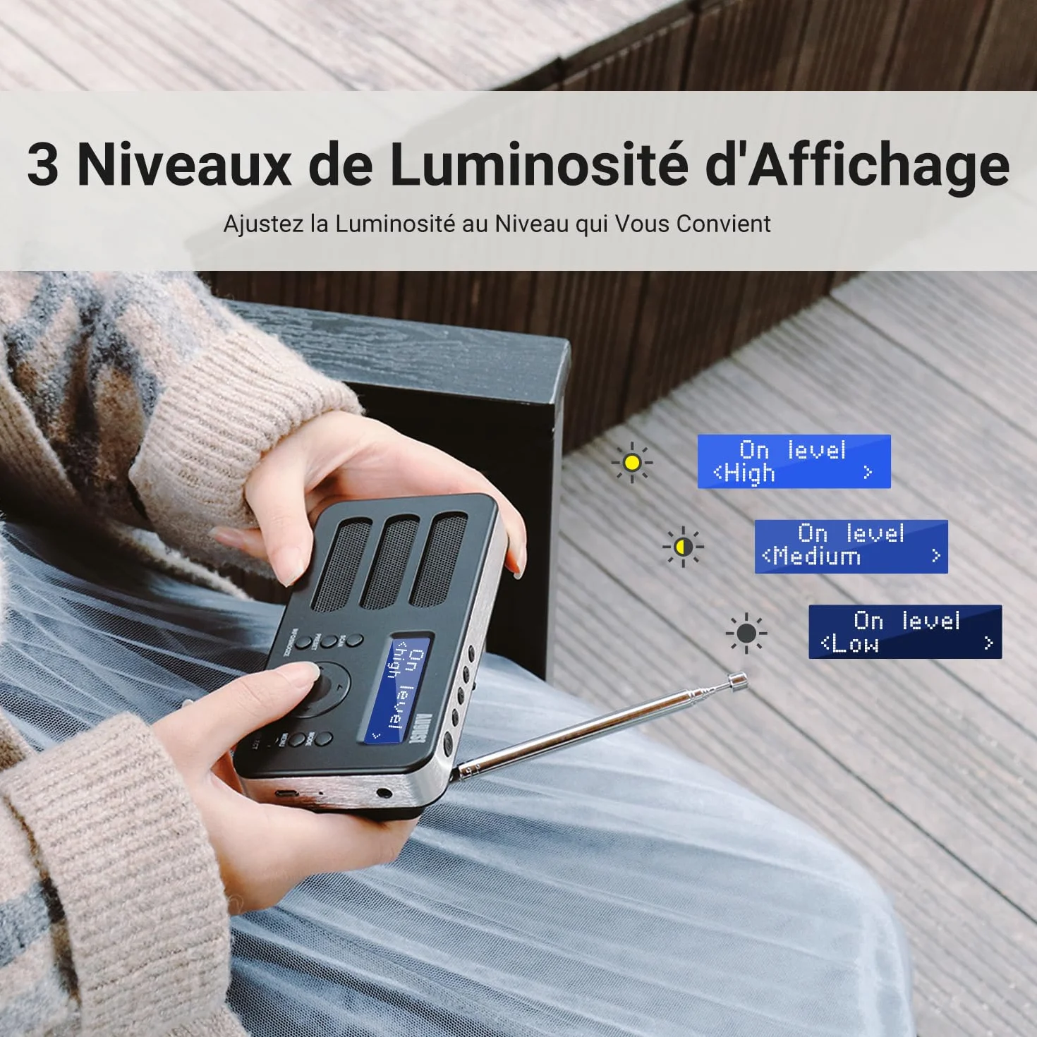 August MB225 - Radio Portable Rechargeable FM Dab RNT - Petite Radio Numérique Stéréo Portative Digitale avec Batterie Alarme Poste 40 Présélections et Prise écouteurs (Noir)