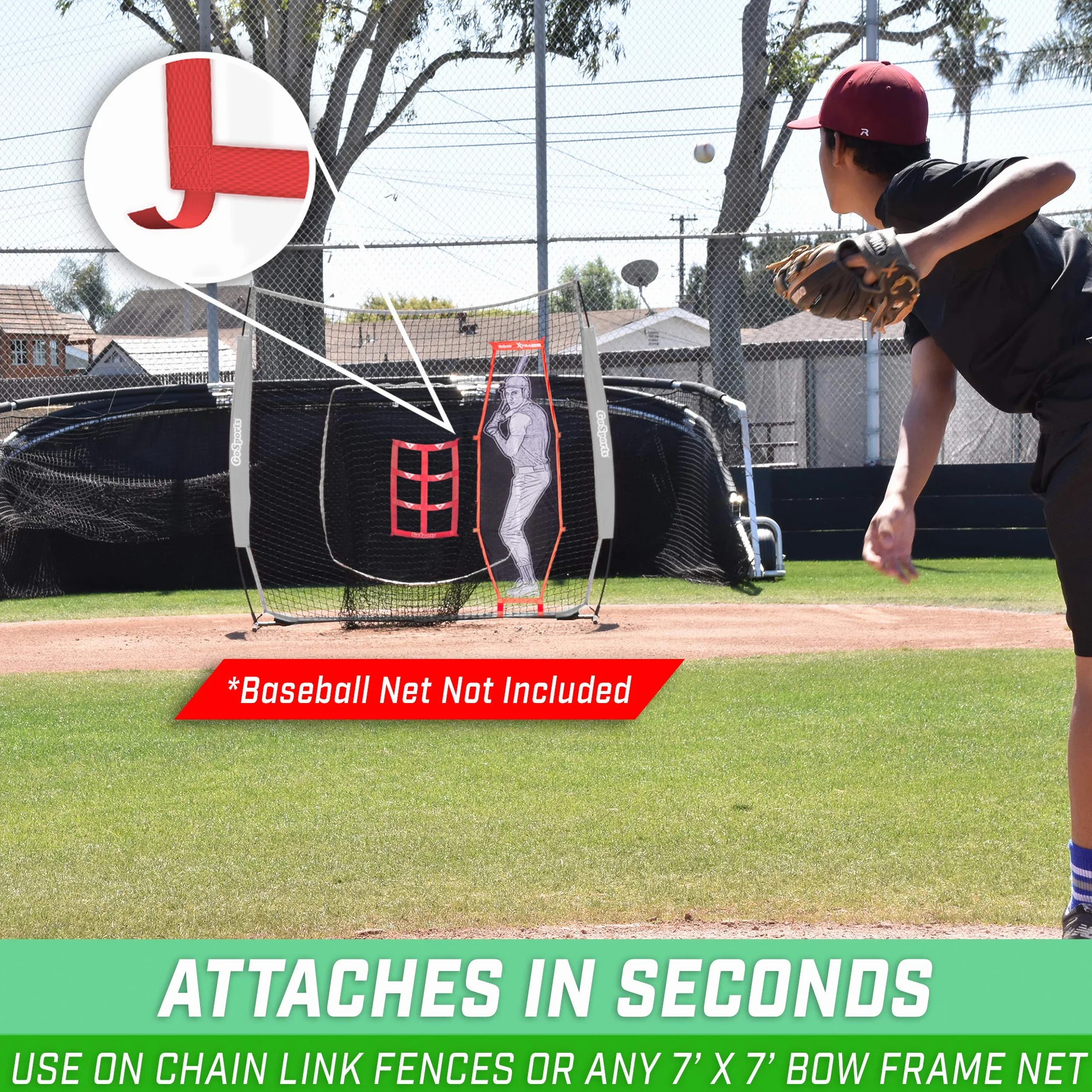 GoSports Kit de Lancement Baseball Softball – Entraînement Précision Zone Frappe Batterie Factice XTRAMAN Rouge