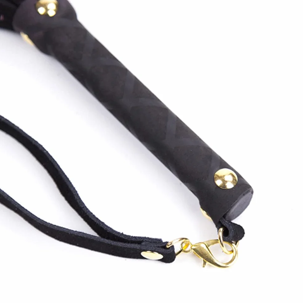 Cravache d'équitation fouet poignée souple harnais cuir synthétique outil enseignement accessoires costume noir