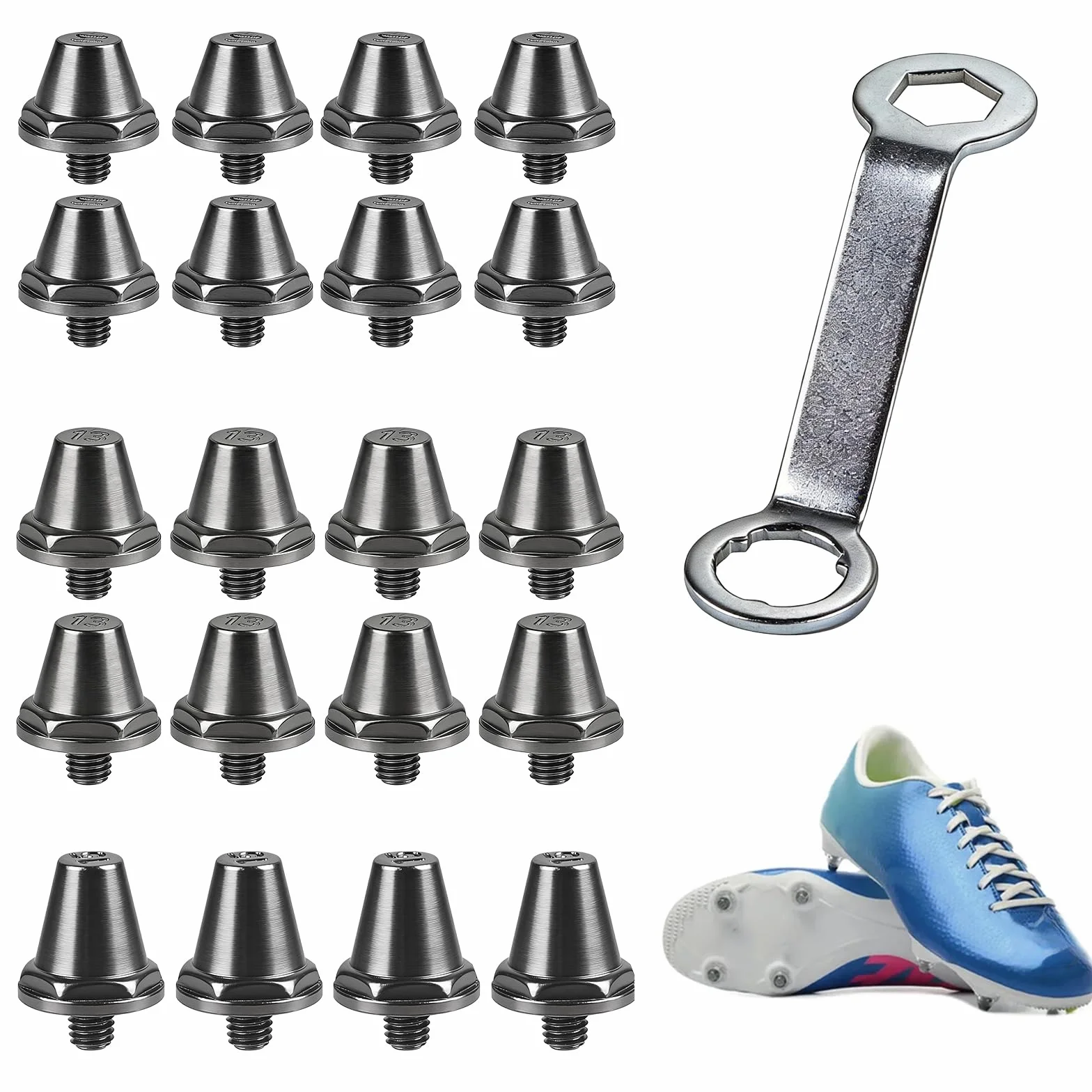 Crampons de Rechange pour Chaussure de Foot 11mm/13mm/15mm, M5 avec Clé d'Aluminium