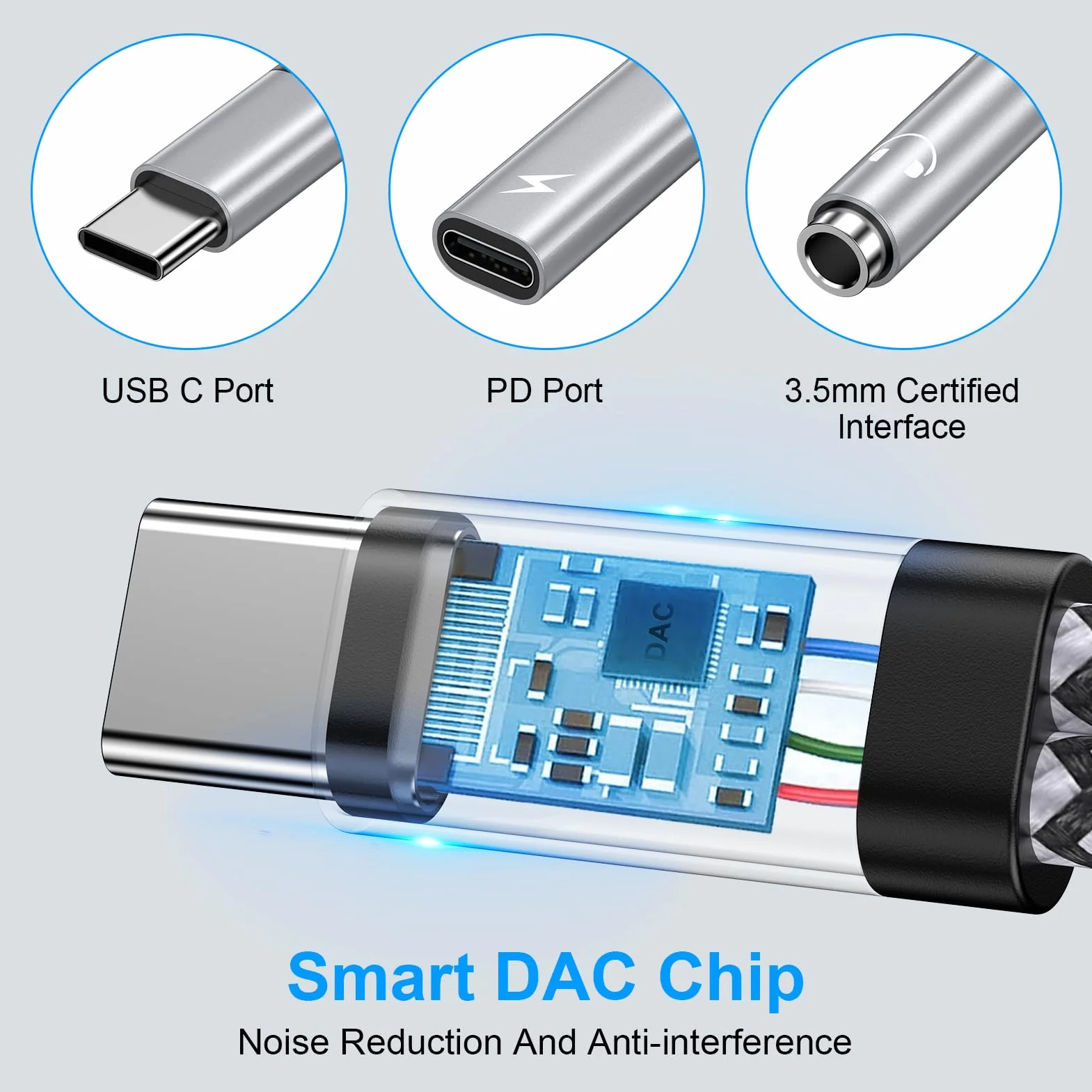 Adaptateur USB C Jack 3,5mm 2 en 1 pour iPhone 17 Pro Max Samsung Galaxy S26 S25 Xiaomi Google Pixel