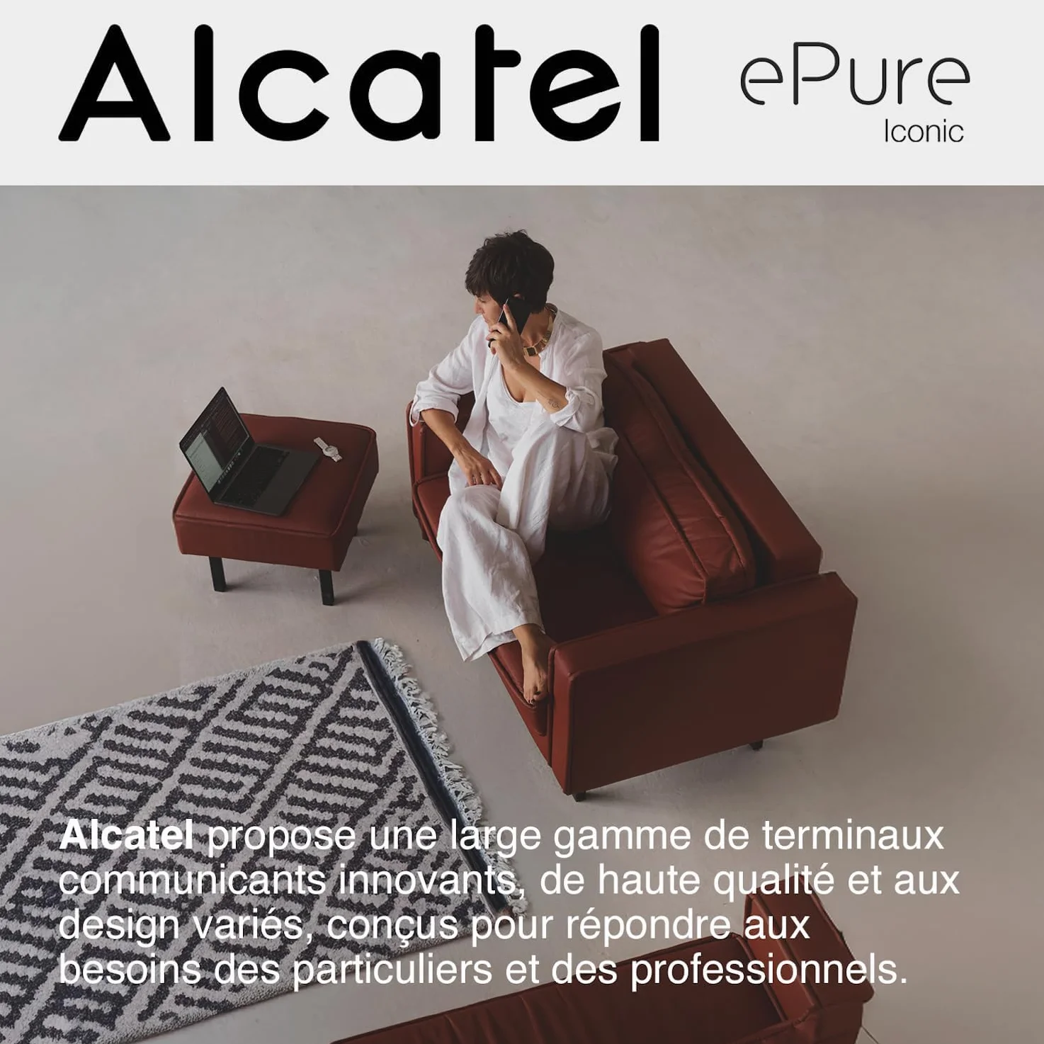 ALCATEL Epure Iconic Téléphone Fixe sans Fil DECT Design Vintage Grand Écran Graphique Mains Libres Blocage des Appels