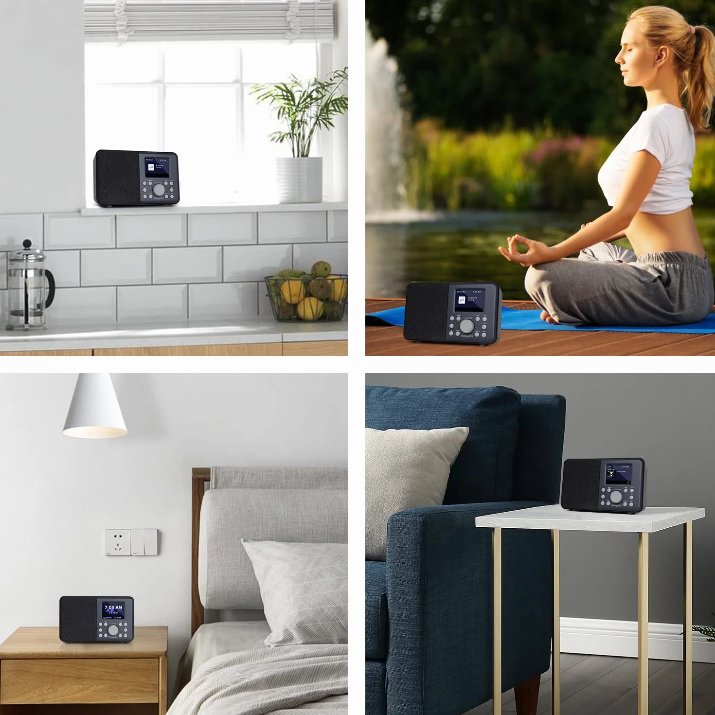 MD3 Radio Numérique Portable Dab/Dab+ et FM, Haut-Parleur Bluetooth, 40 Stations préréglées, alarmes et Horloge, Fonction Snooze, écran Couleur, Alimentation sur Piles ou sur Secteur-Charbon