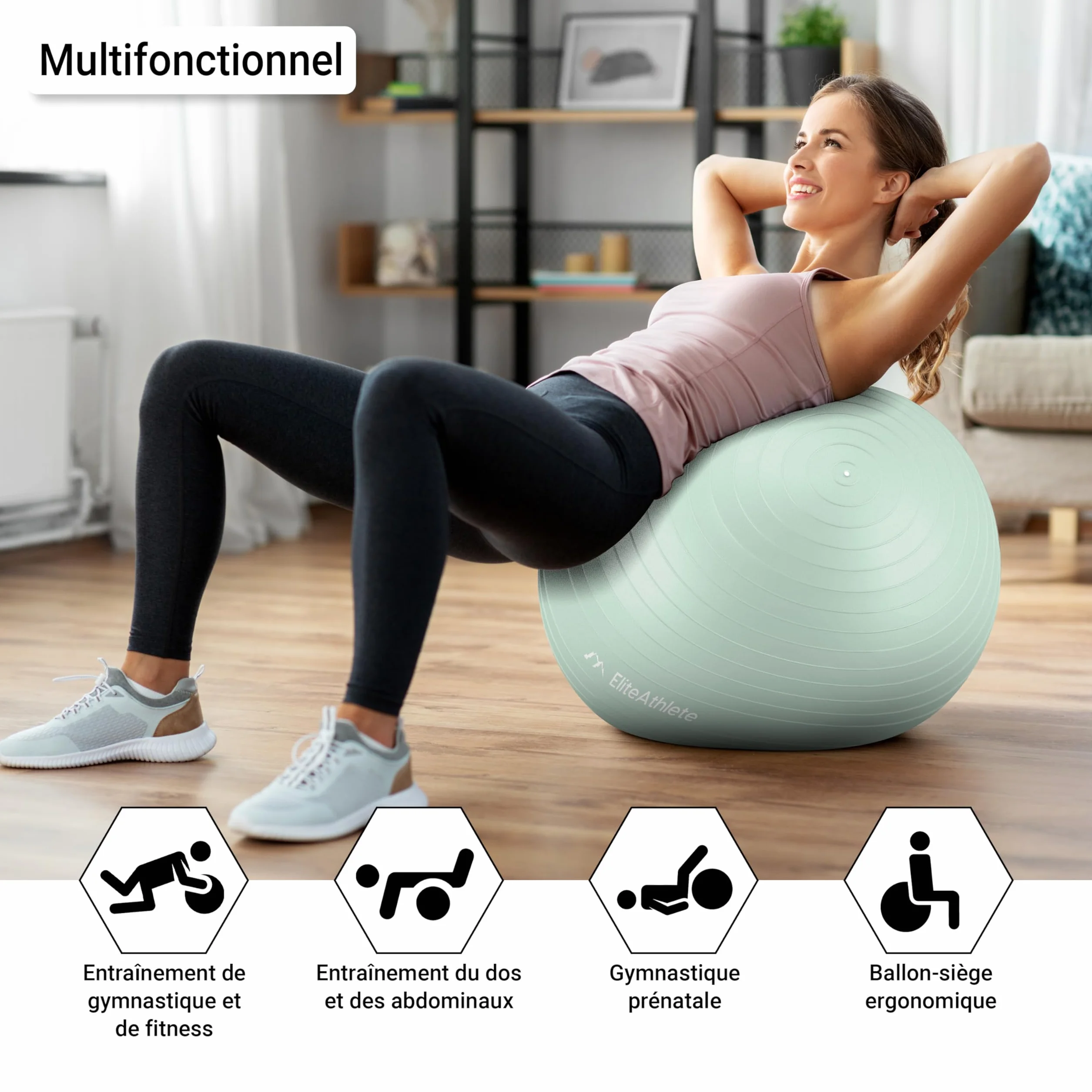 EliteAthlete Ballon Gym anti-burst Fitness Pilates Yoga Grossesse pompe