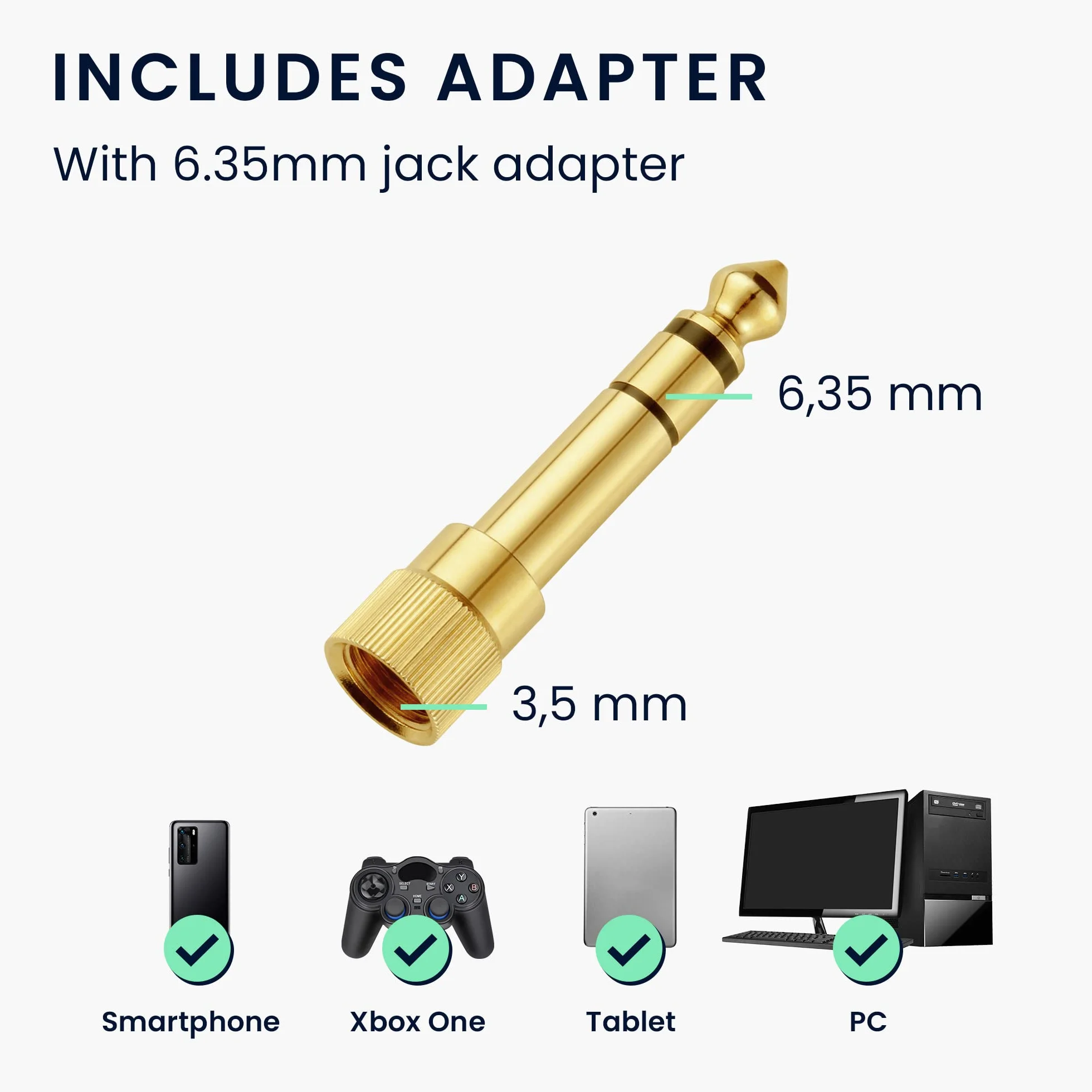 kwmobile Câble compatible avec AudioTechnica ATH-M50X / M40X / M60X / M70X - Câble de Rechange 3,5mm pour Casque Audio avec Adaptateur Connecteur 6,35 mm
