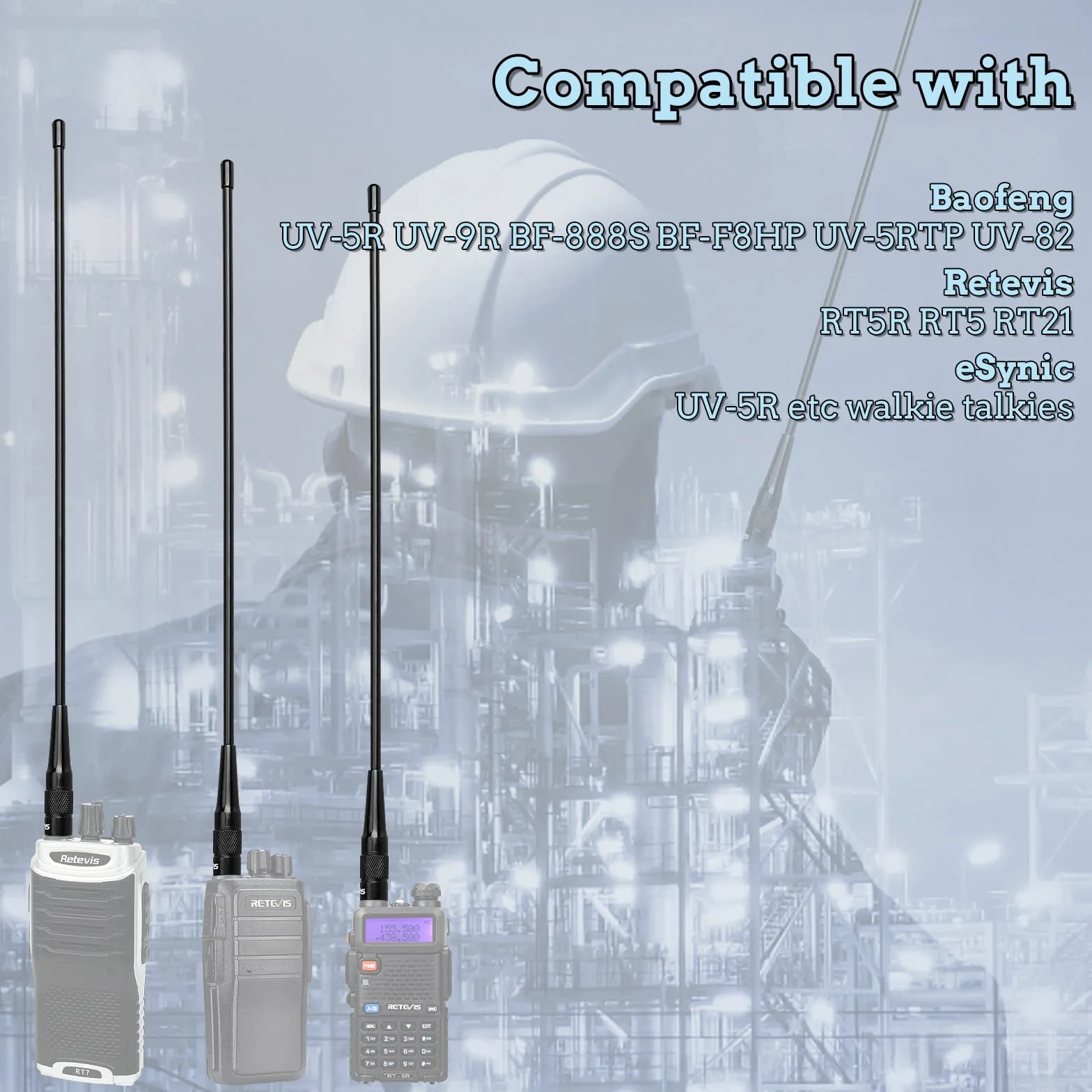 Retevis RHD771 Antenne SMA-F Double Bande 144/430MHz VHF/UHF Talkie Walkie Antenne, Compatible avec Baofeng UV-5R UV-5RM GT-5R Retevis RT5R RA79 RT86S, Qansheng UVK5 (1 Pcs)