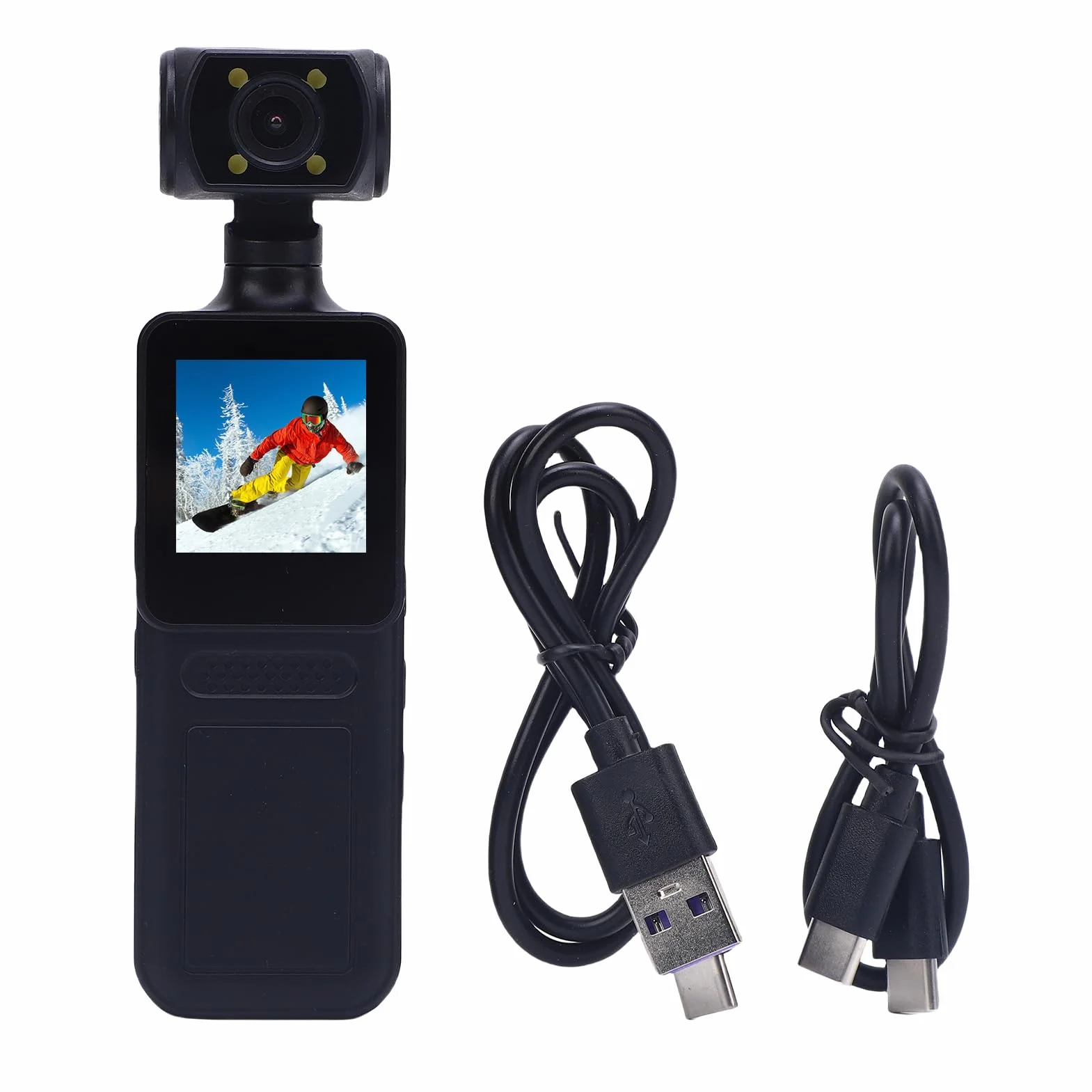 Topiky Caméra d'action WiFi 4K HD, 180 ° Rotatif 4K HD WiFi Camcommande de Poche, Caméra Corporelle avec Enregistrement Audio et Vidéo, Caméscope usé pour Les Voyages Sportifs en Plein