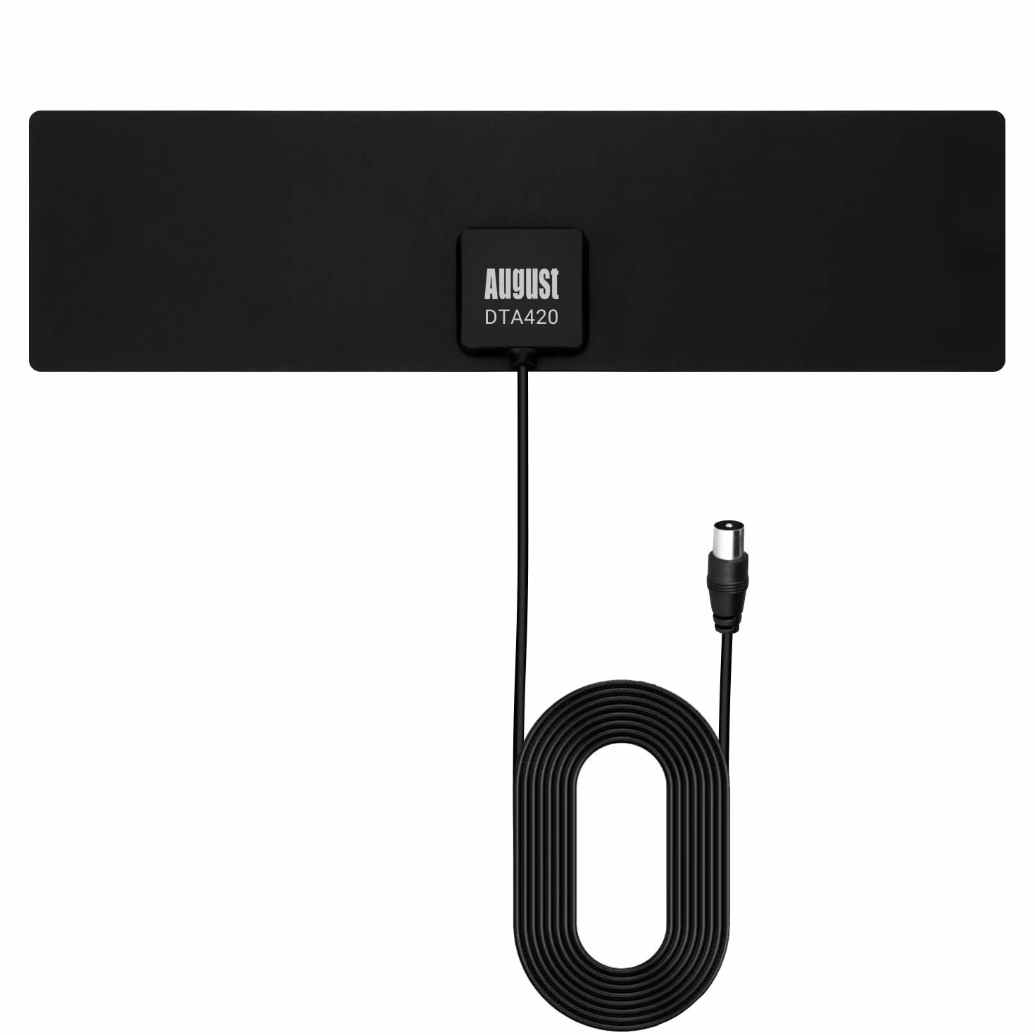 August DTA420 - Antenne TV Intérieur Puissante TNT HD – Haut Gain Extra Plate Discrète Attache Fenêtre Vitre Mural Autocollante Universelle Télévision Numérique - Noir