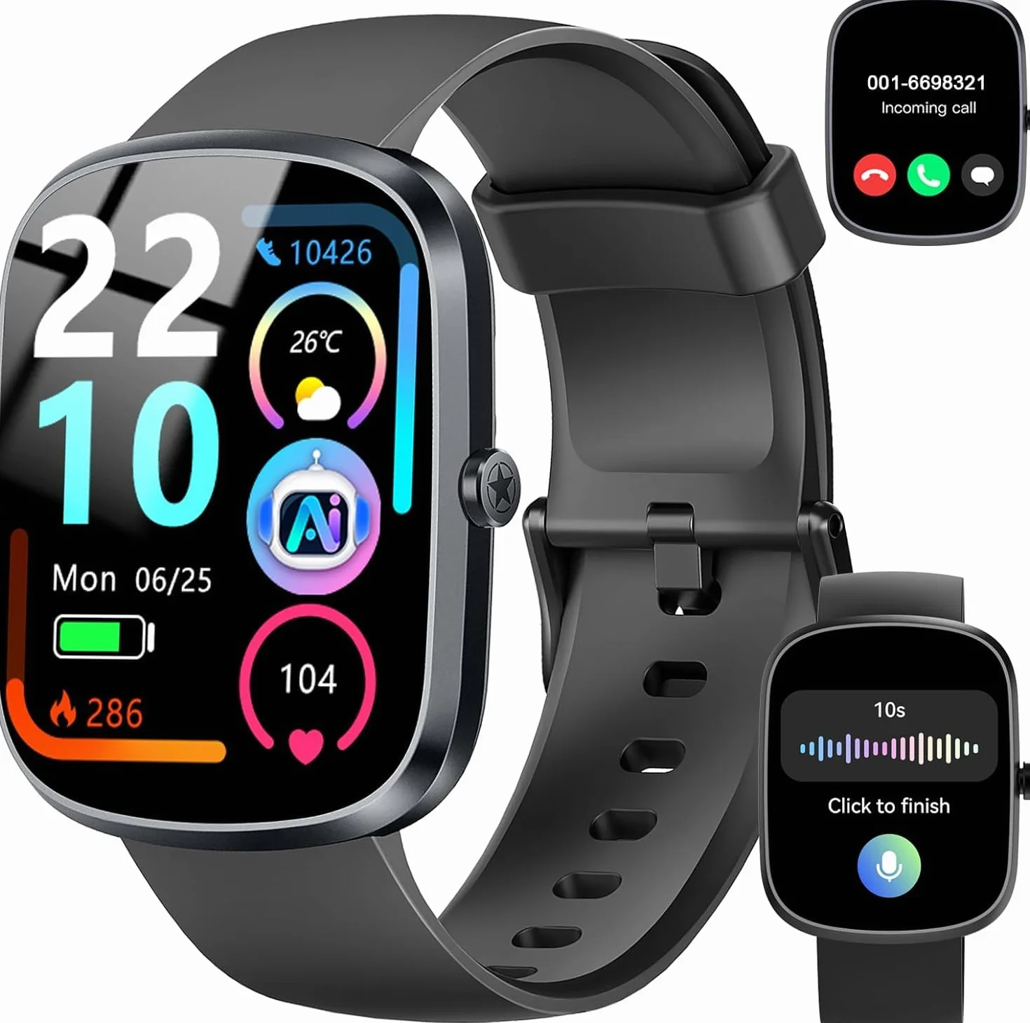 IA Montre Connectée Homme Femme avec ChatGPT, 1.91''Smartwatch avec Appel Bluetooth, Etanche IP68 Montre Sport Podometre Cardiofrequencemetre Sommeil, 120+Sportifs Montre Intelligente pour Android iOS