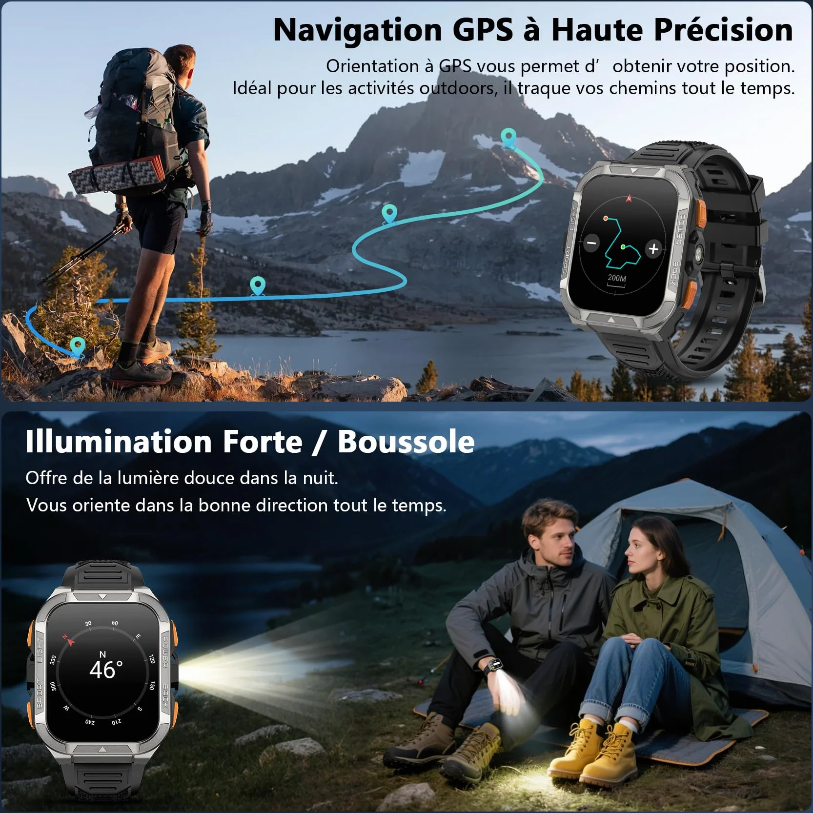 Blackview Montre Connectée Homme avec GPS Intégré, Montre Connectée Appel Bluetoot 900 mAh Batterie, Montre Sport avec Podometre,110+ Sportifs,Suivi Santé et Sommeil, Smart Watch pour Android iOS