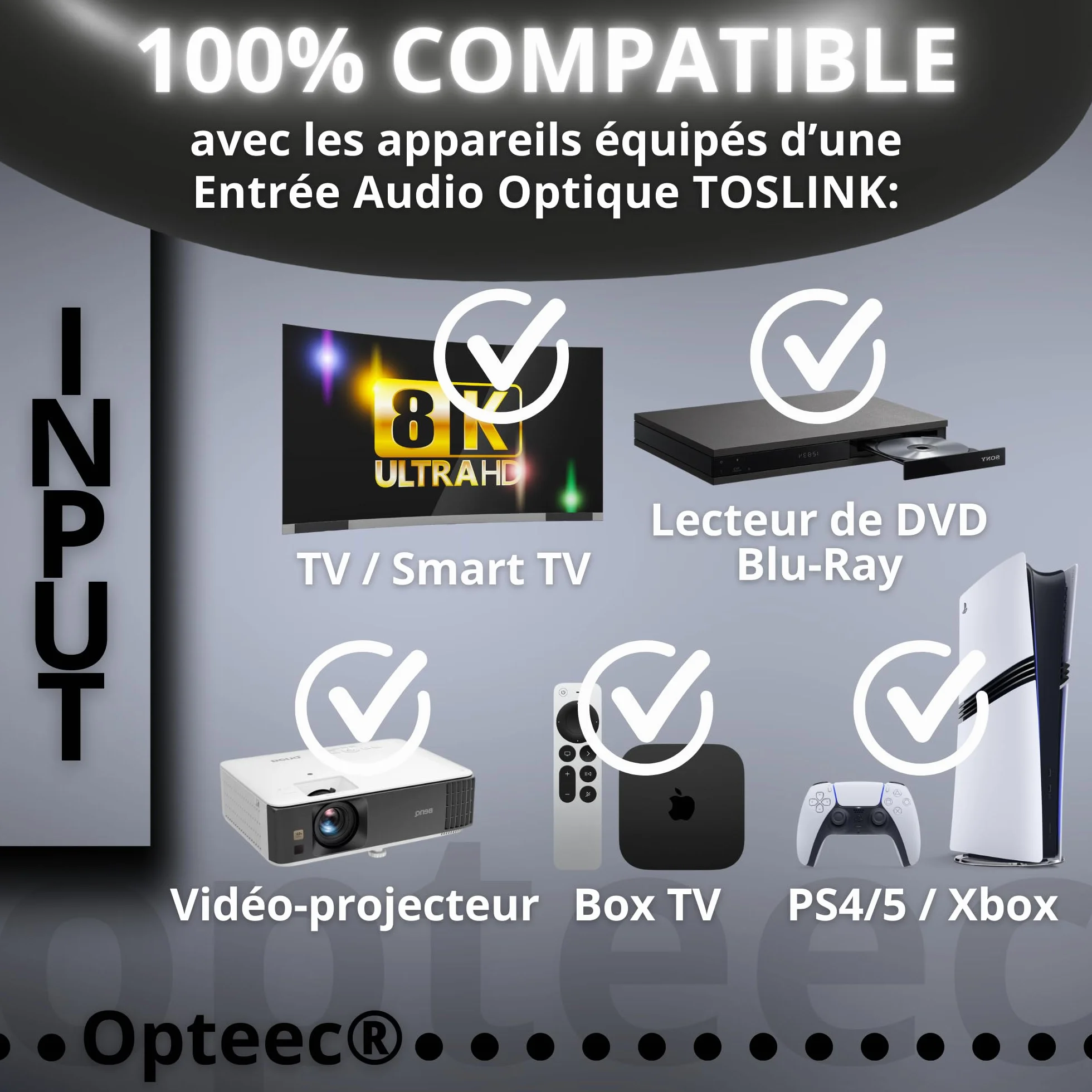 Câble Optique Audio - 1M - Câble Optique Audio Toslink pour HOME CINEMA, BARRE DE SON, TV, SAMSUNG, BOSE, LG, SONY, SONOS, PS4, XBOX - Nylon Tressé Renforcé - Connecteur Plaqué Or (1M)