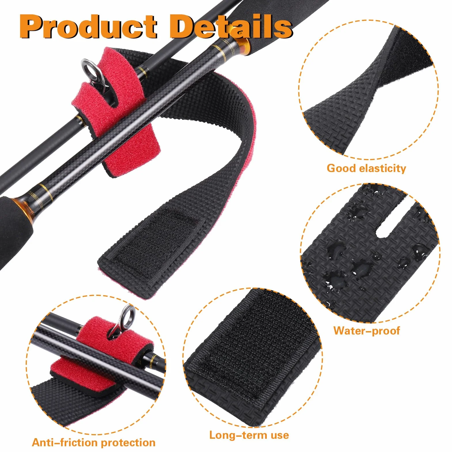 Sangles pour Cannes à Pêche Ajustables 12Pièces 30cm Accessoire Fixation