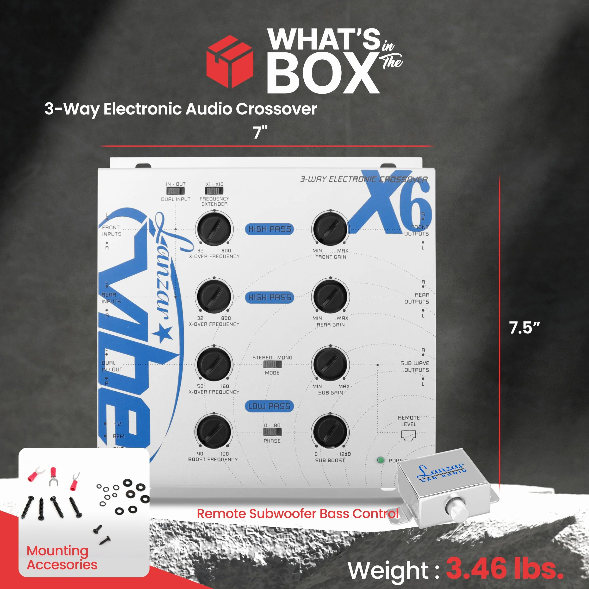 Lanzar VIBEX6 Vibe Réseau croisé électronique 3 Voies avec télécommande pour Caisson de Basses