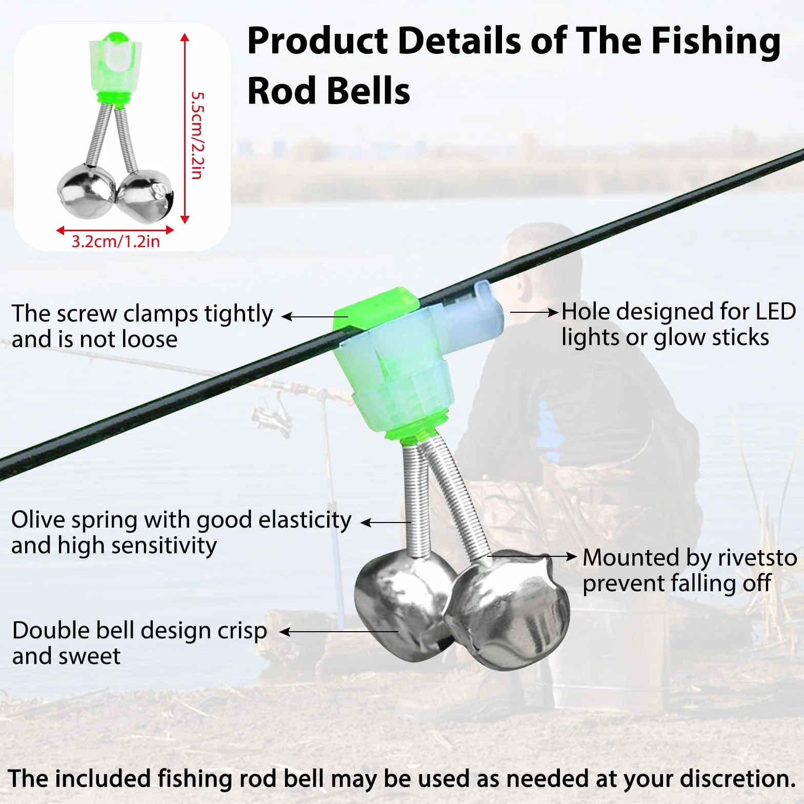 Shackcom Alarme de Pêche Détecteur de Touche Électronique avec Indicateur Lumineux LED et Son Réglable