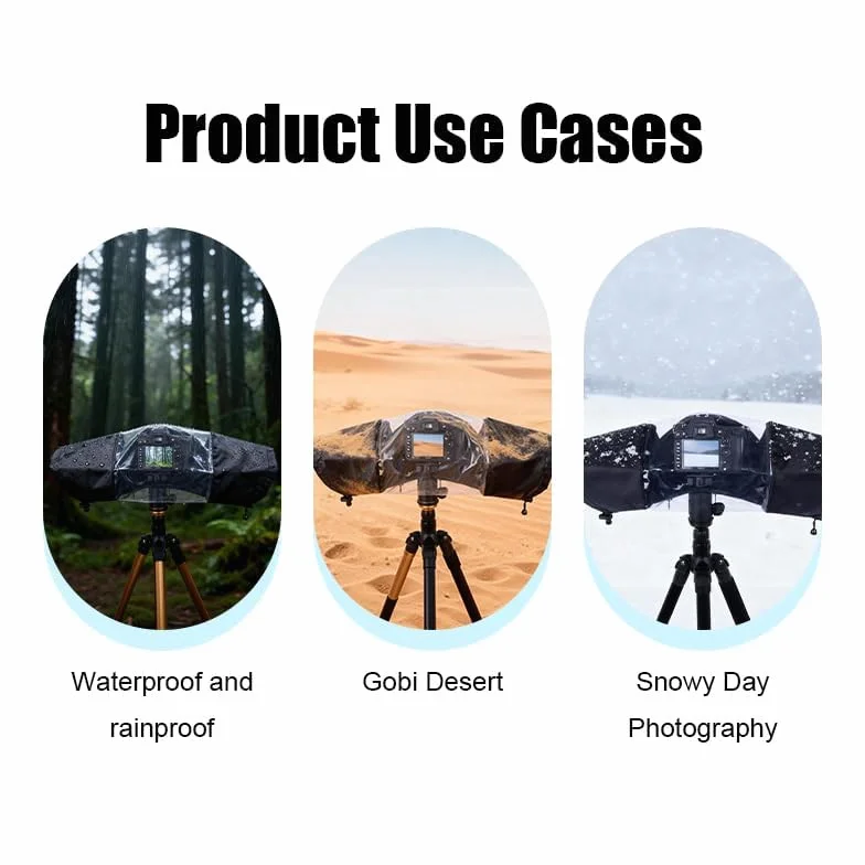 Housse de Pluie Imperméable en Nylon pour Appareils Photo Reflex DSLR, Protection Anti-Pluie Compatible avec Fujifilm, Nikon, Canon, Sony avec Fenêtre Transparent et Manches Réglables