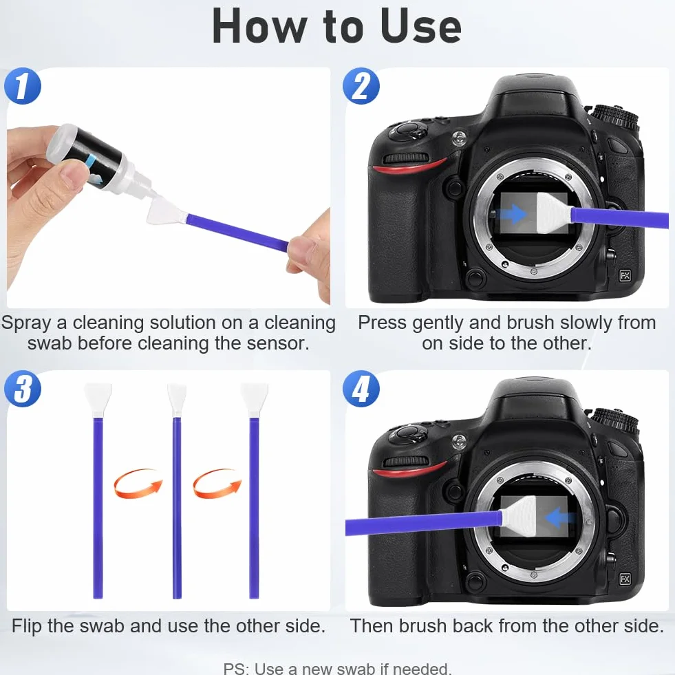 Écouvillon de Nettoyage de Capteur, 16mm Lot de 15 APS-C Écouvillons Nettoyage pour Capteur, pour Les appareils Photo numériques DSLR ou SLR pour Capteur de 10 ML