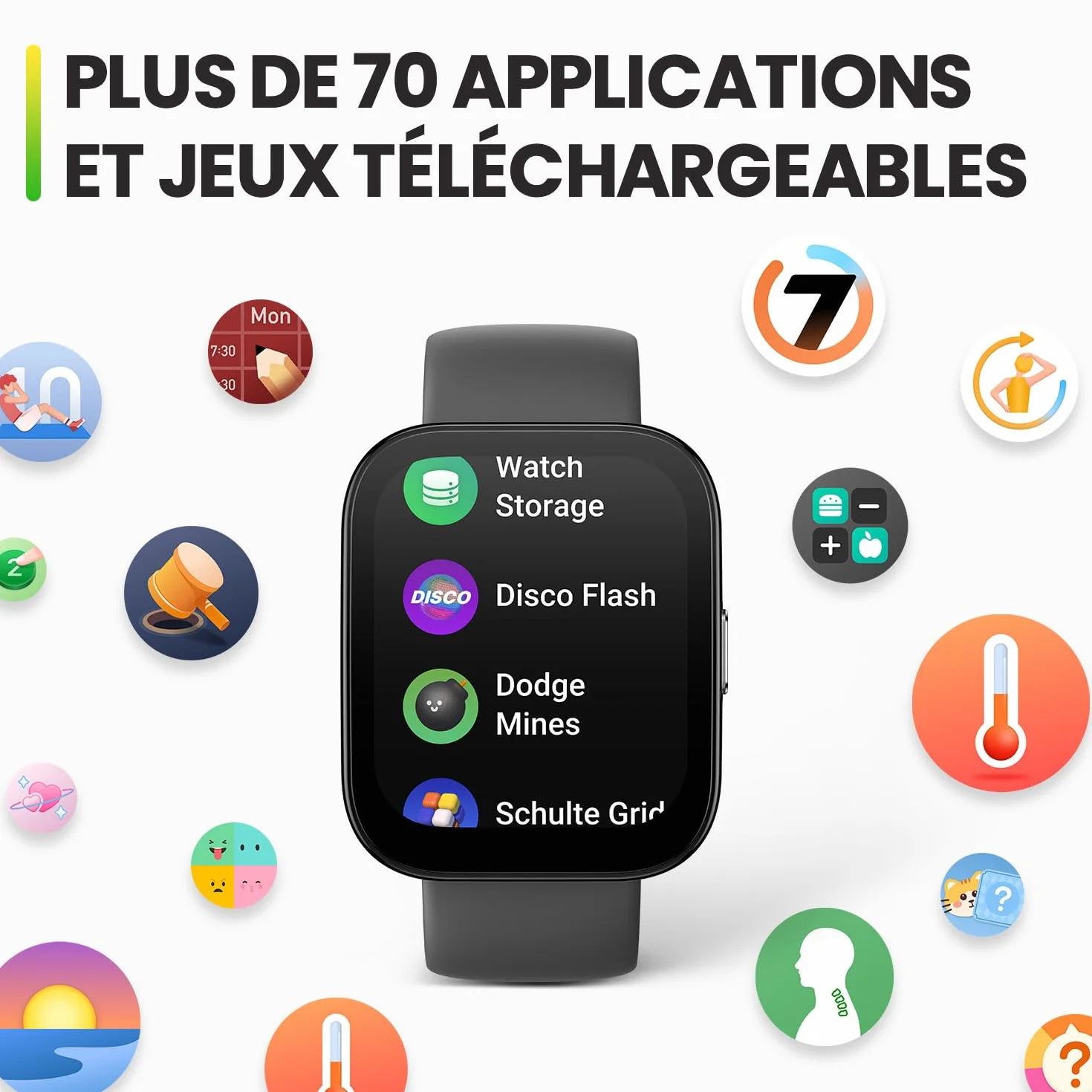 Amazfit Bip 5 Montre Connectée pour Hommes Femmes, 46 mm Grand écran, appels Bluetooth, Alexa, GPS, Batterie 10 Jours, Smartwatch pour Android et iPhone