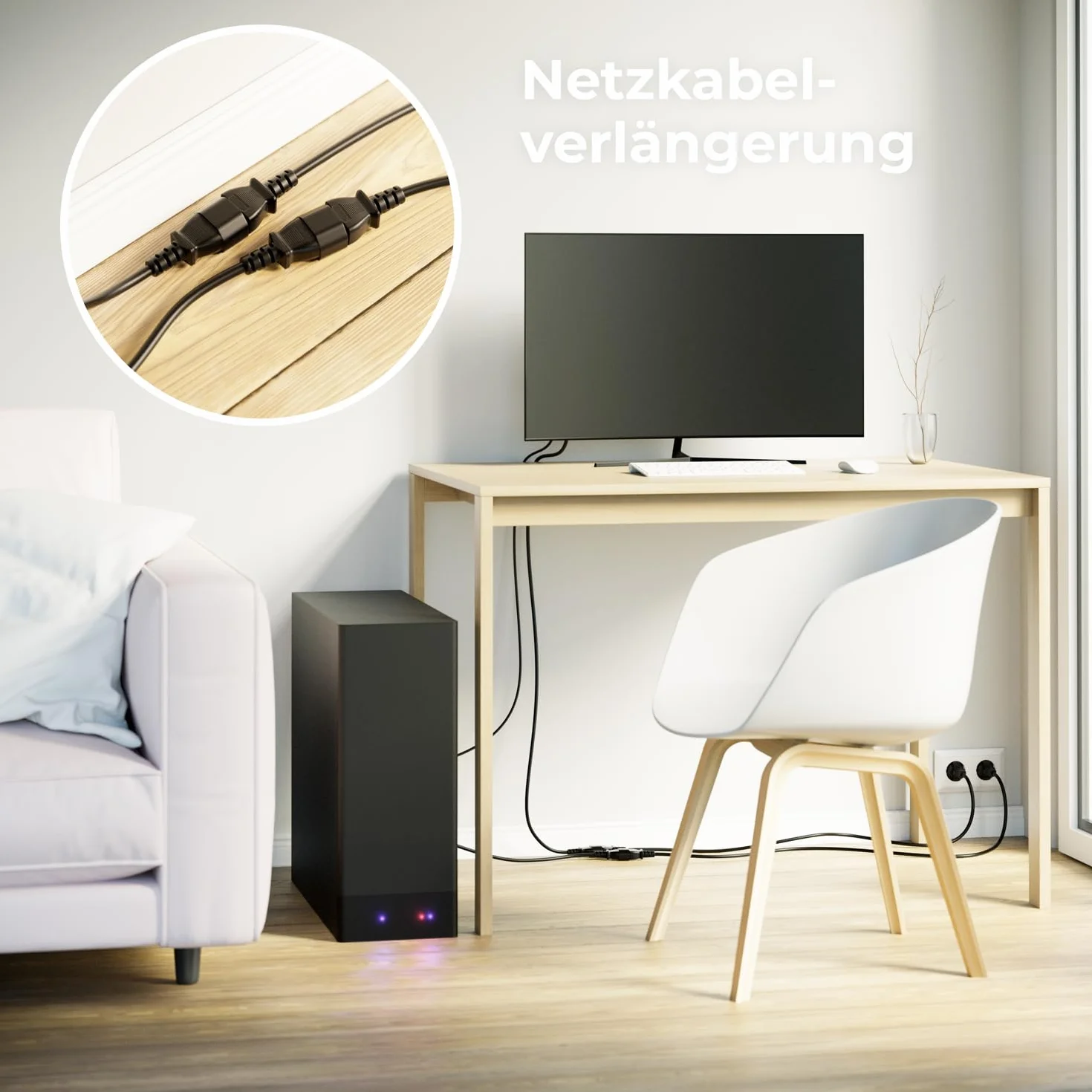 deleyCON 10m Extension de Câble de Réfrigérateur - IEC C13 à C14 - Câbles d'alimentation Rallonge de Courant - Connecteur Droit C13 sur Prise C14 - PC Moniteur Beamer Imprimante - Noir