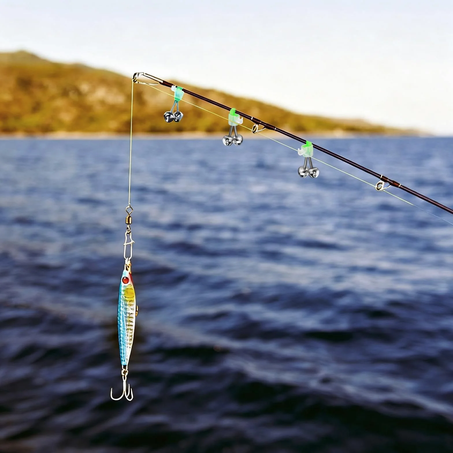 Clochette Peche Detecteur de Touche, Clip Vis Cloche Double, Cadeau Pêcheurs Étangs Lacs Rivières